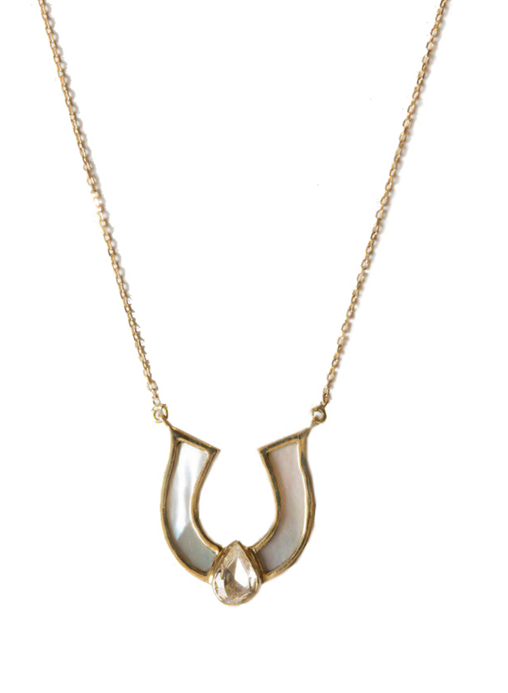 White Mother of Pearl Horseshoe Necklace