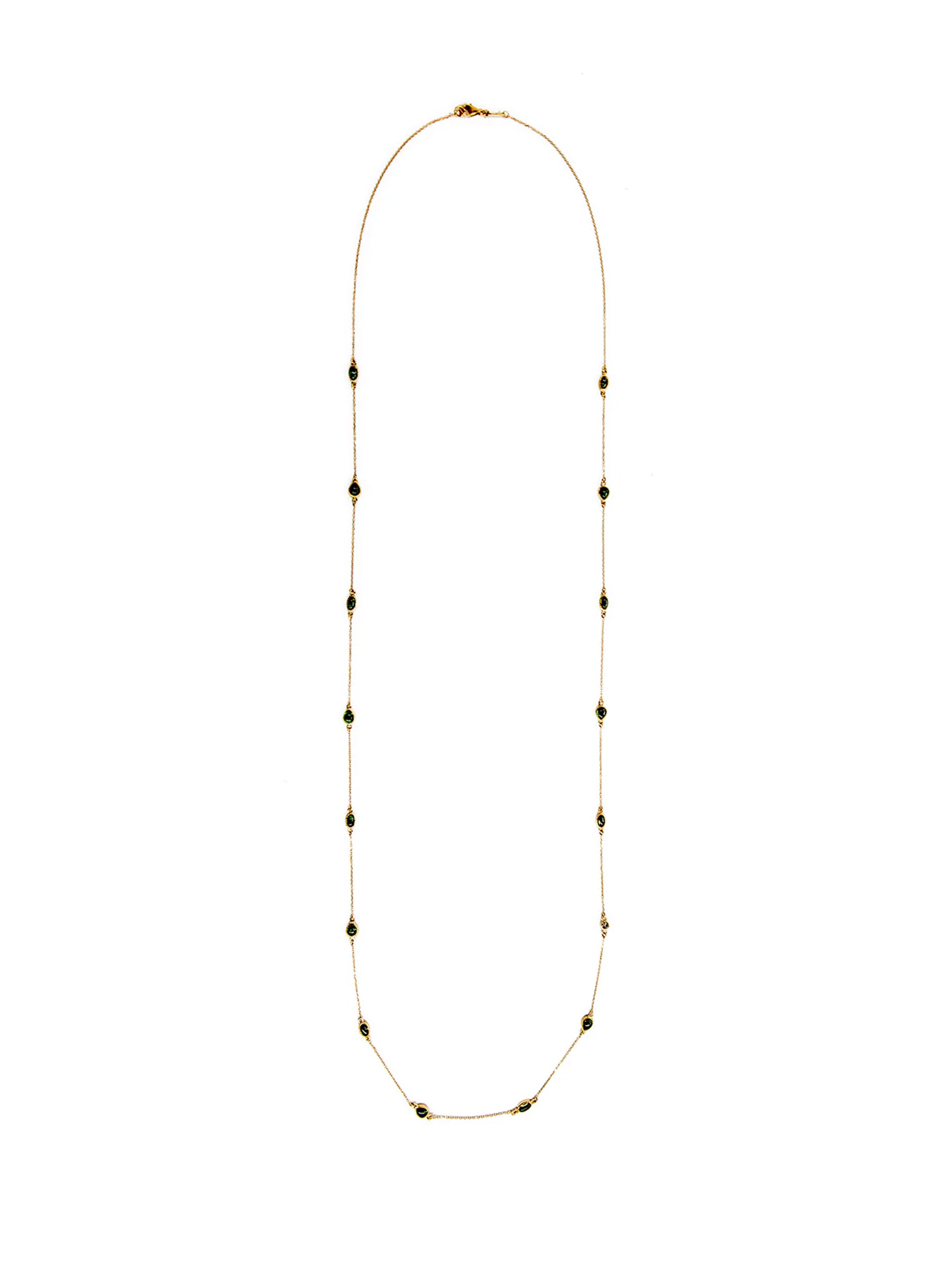Freestyle Green Tourmaline Oval–Pear Long Necklace