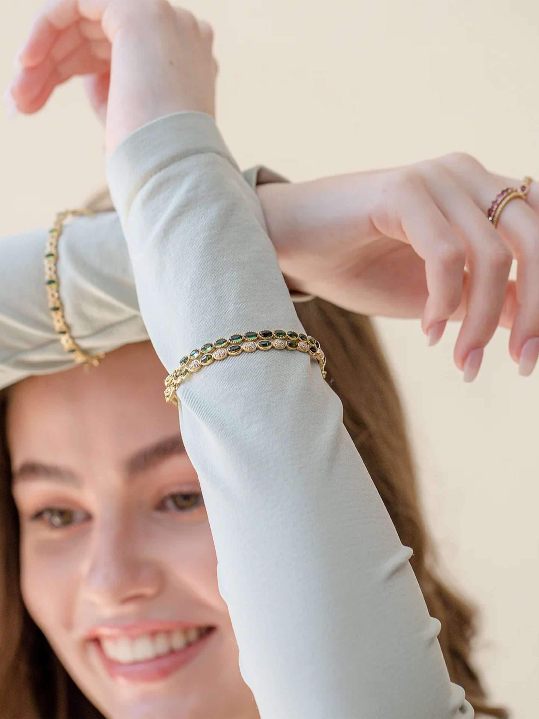 Freestyle Green Tourmaline Cabochon Oval Bracelet