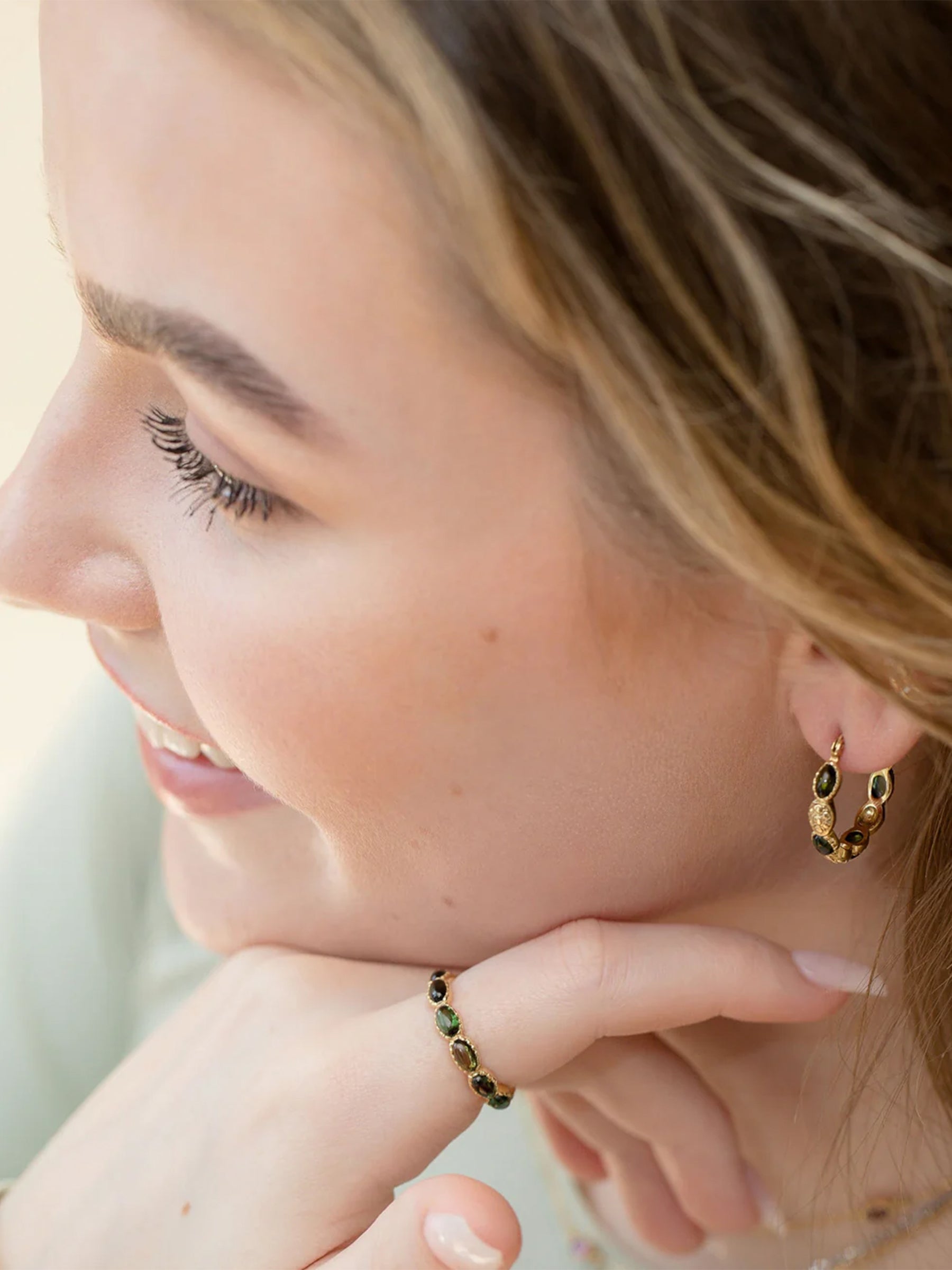 Freestyle Green Tourmaline Oval Cabochon Ring