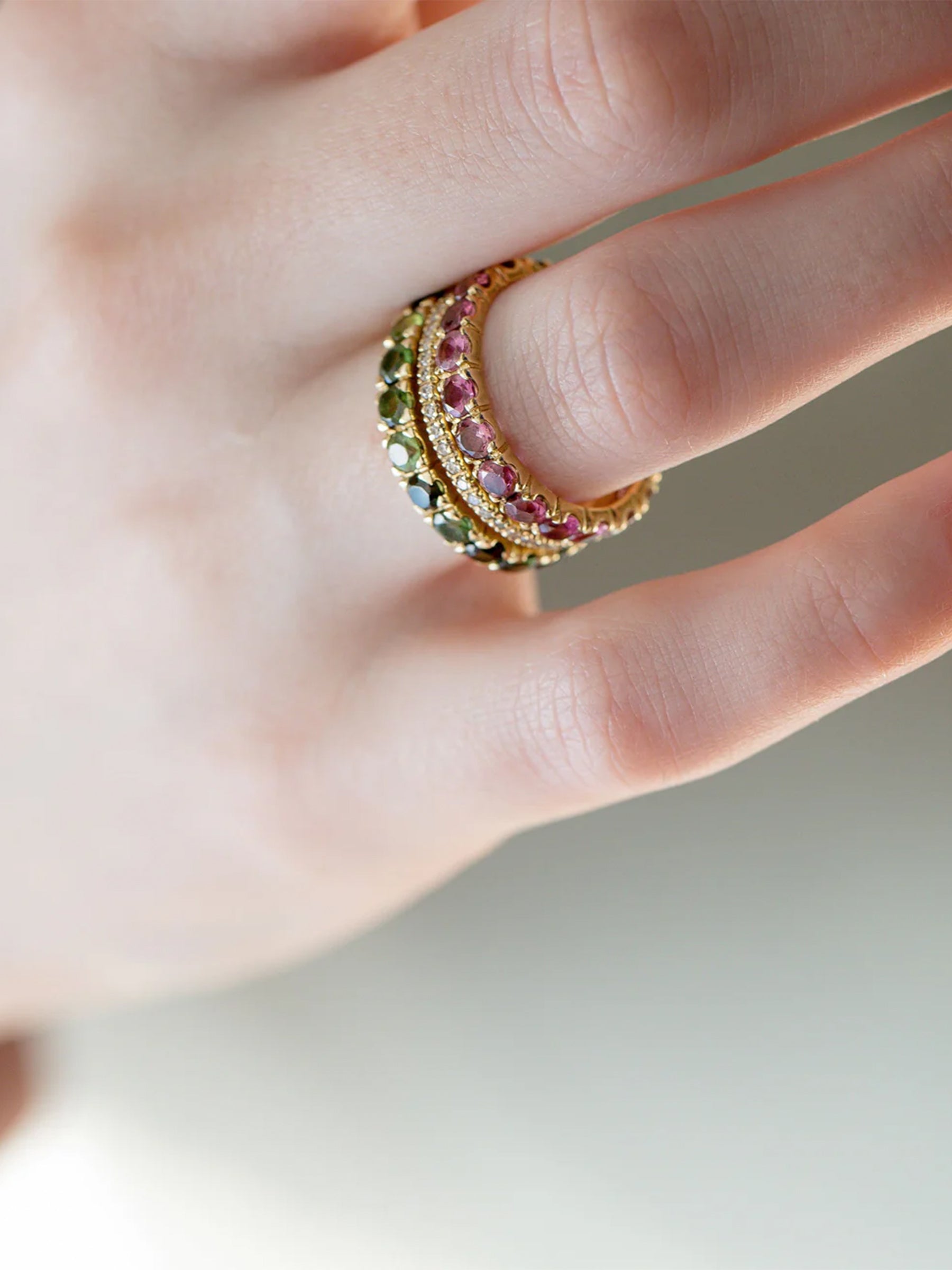 Freestyle Green Tourmaline Eternity Ring