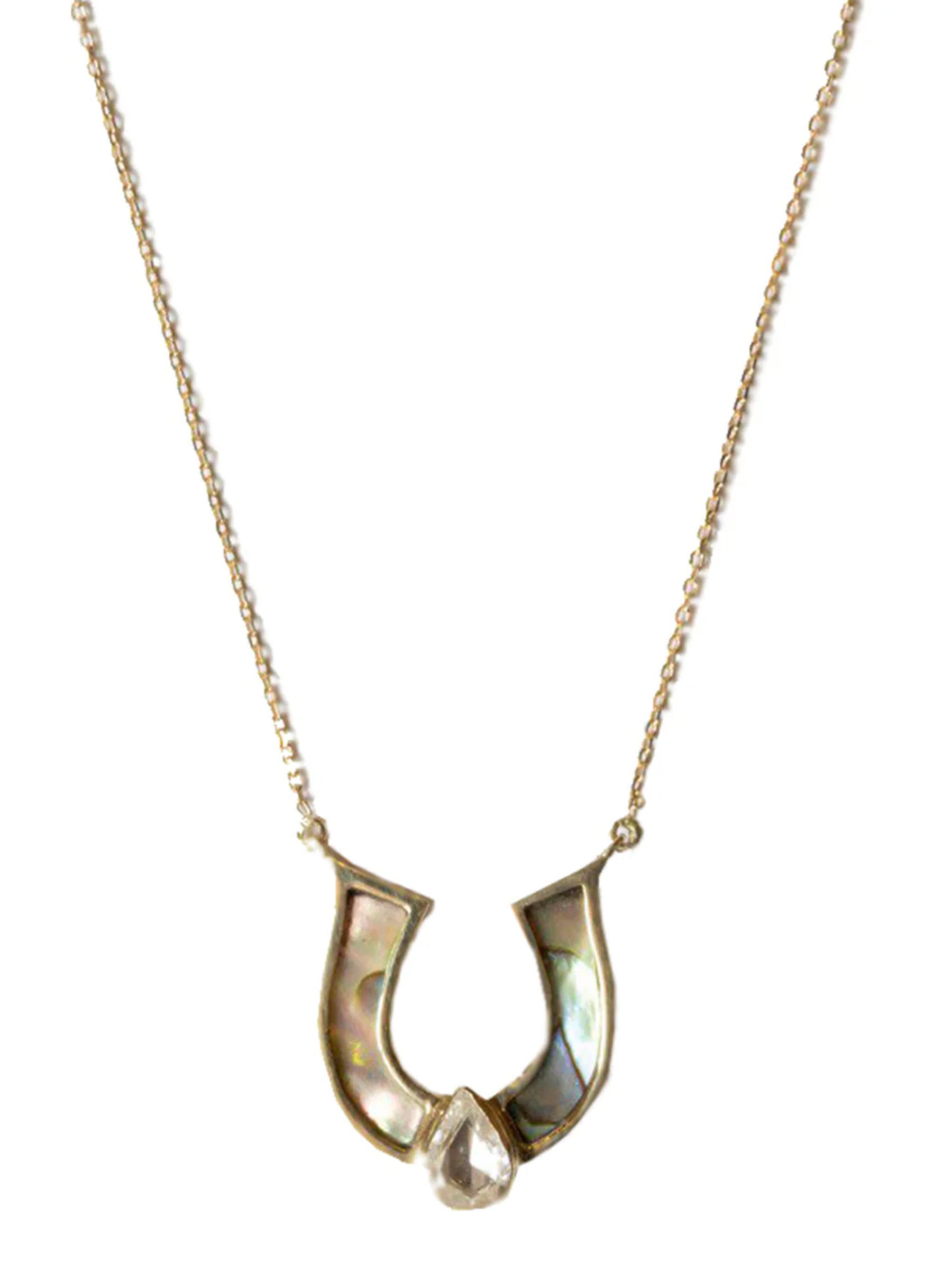 Horseshoe Green Mother Of Pearl Necklace