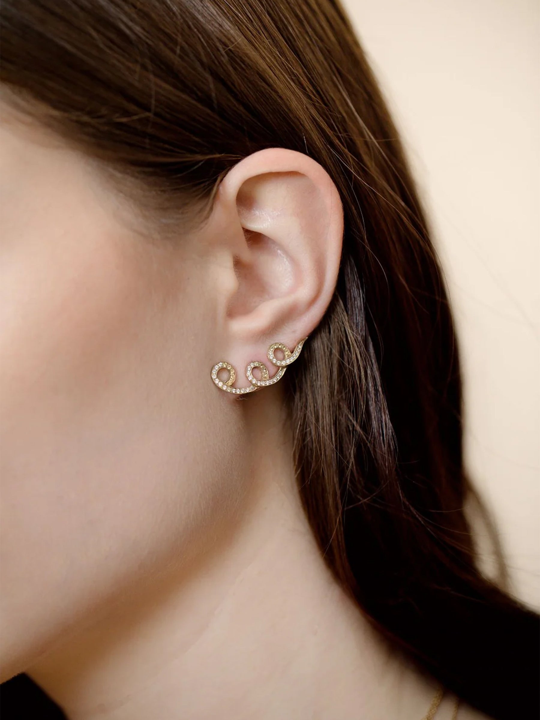 Diamonds and Yellow Sapphire Swirl Earrings