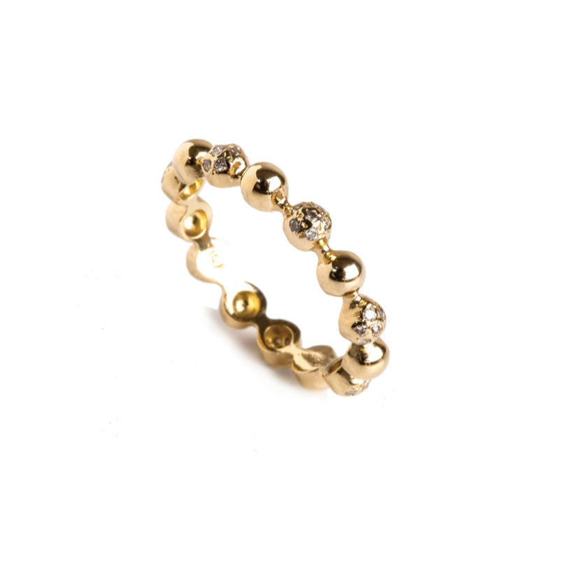 Levant Beaded Ring with Diamonds
