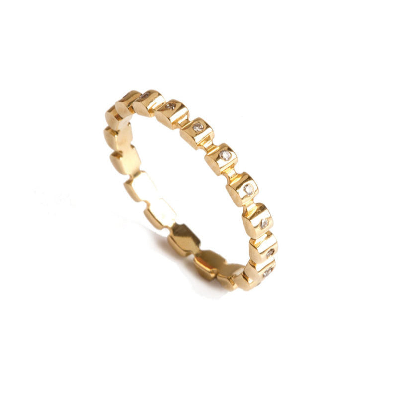 Levant Angular Beaded Ring with Diamonds