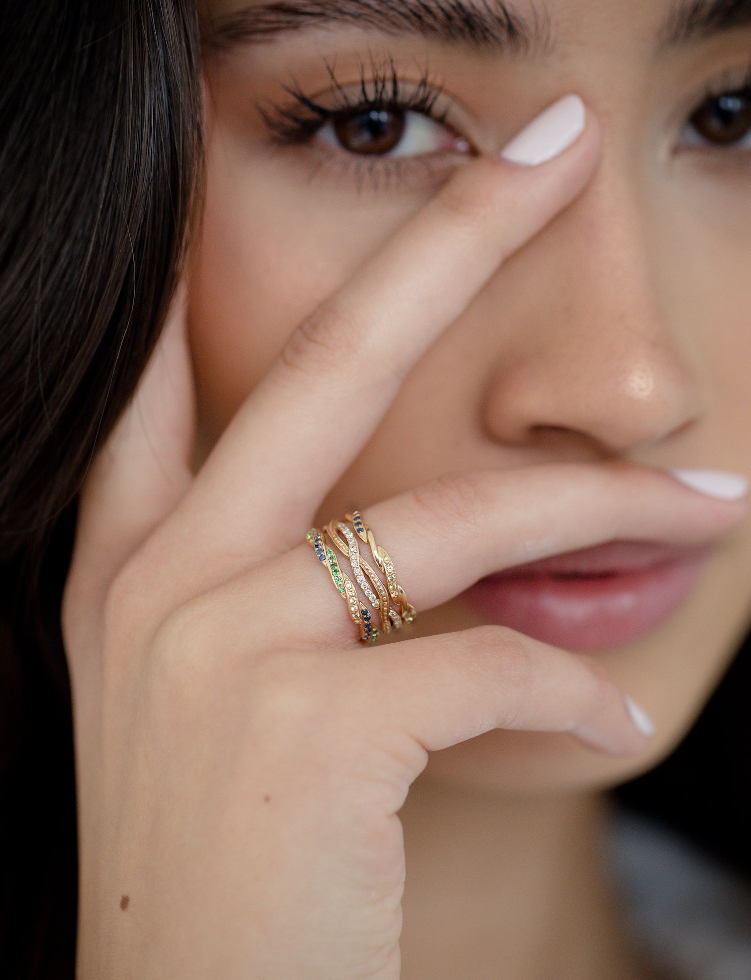 Levant Double Braid Gemstone Ring