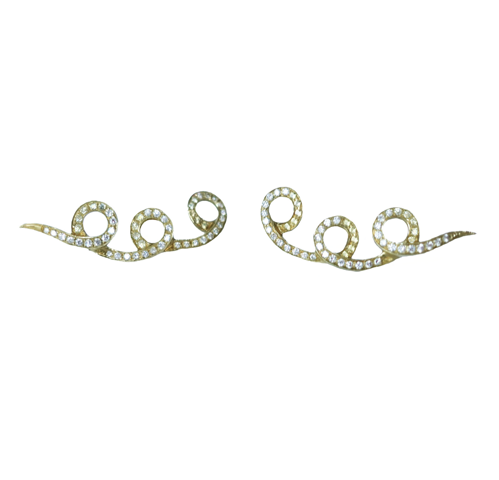 Swirl Gold And Diamonds Earrings
