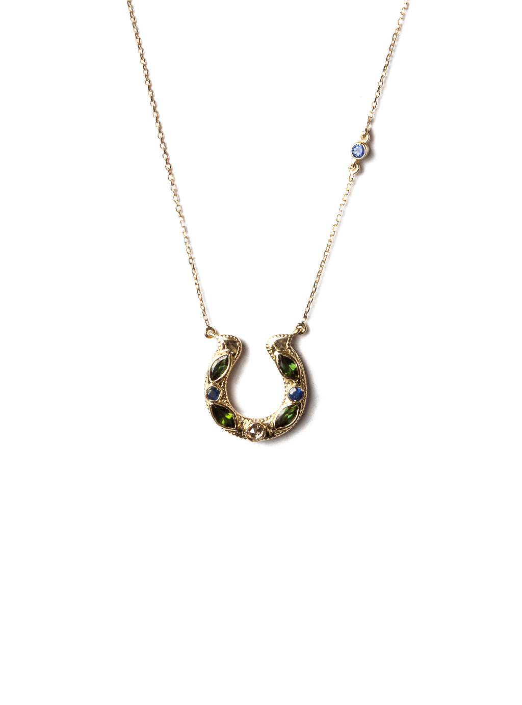 Horseshoe Necklace with Marquise Tourmalines, Sapphires and Diamonds