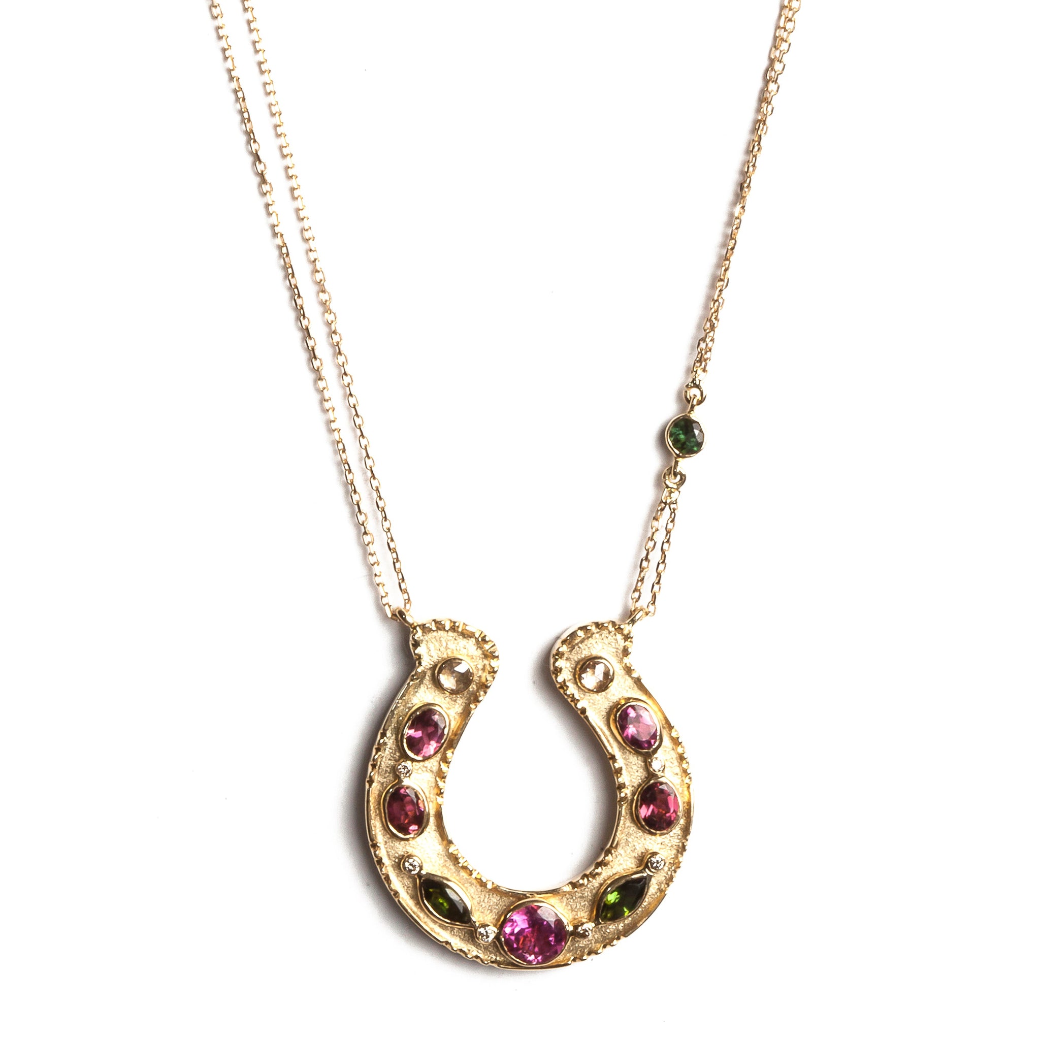 Horseshoe Necklace with Multicolored Tourmalines and Diamonds