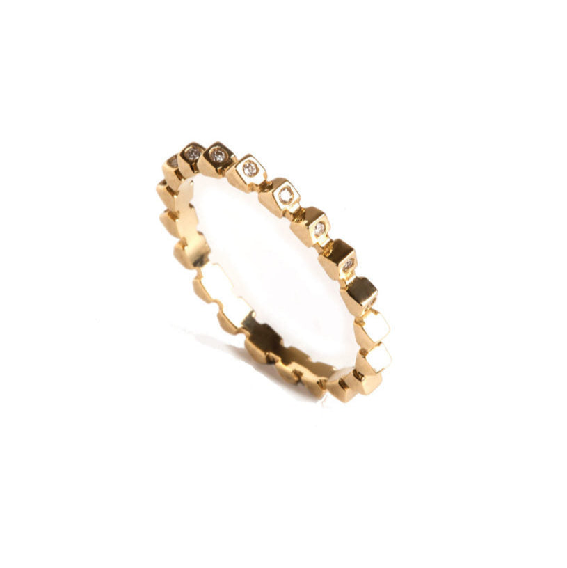 Levant Triangular Beaded Ring with Diamonds