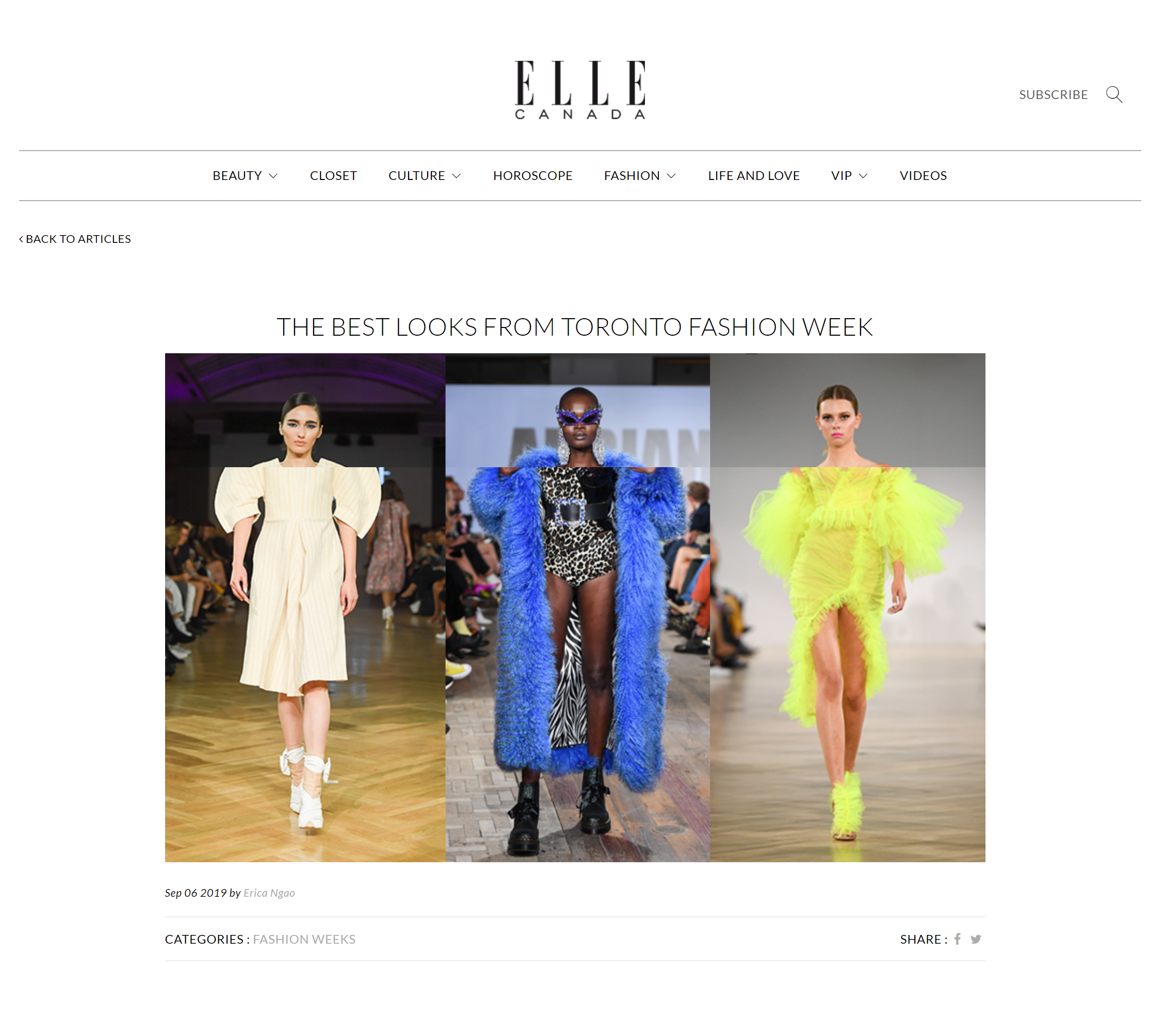 ELLE Canada: The Best Looks From Toronto Fashion Week