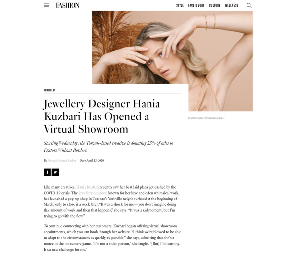 FASHION: Jewellery Designer Hania Kuzbari Has Opened a Virtual Showroom
