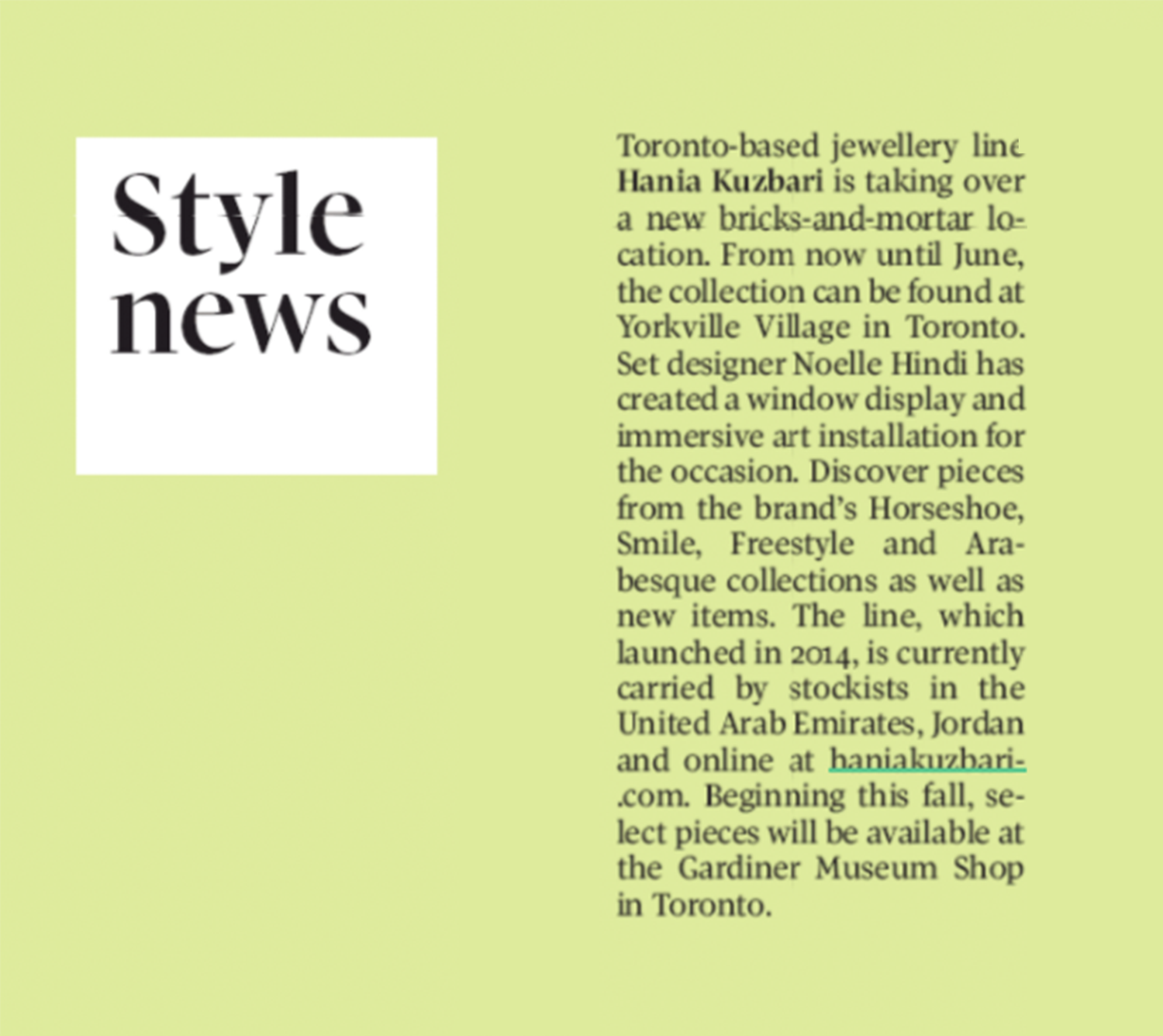 Globe and Mail: Style News