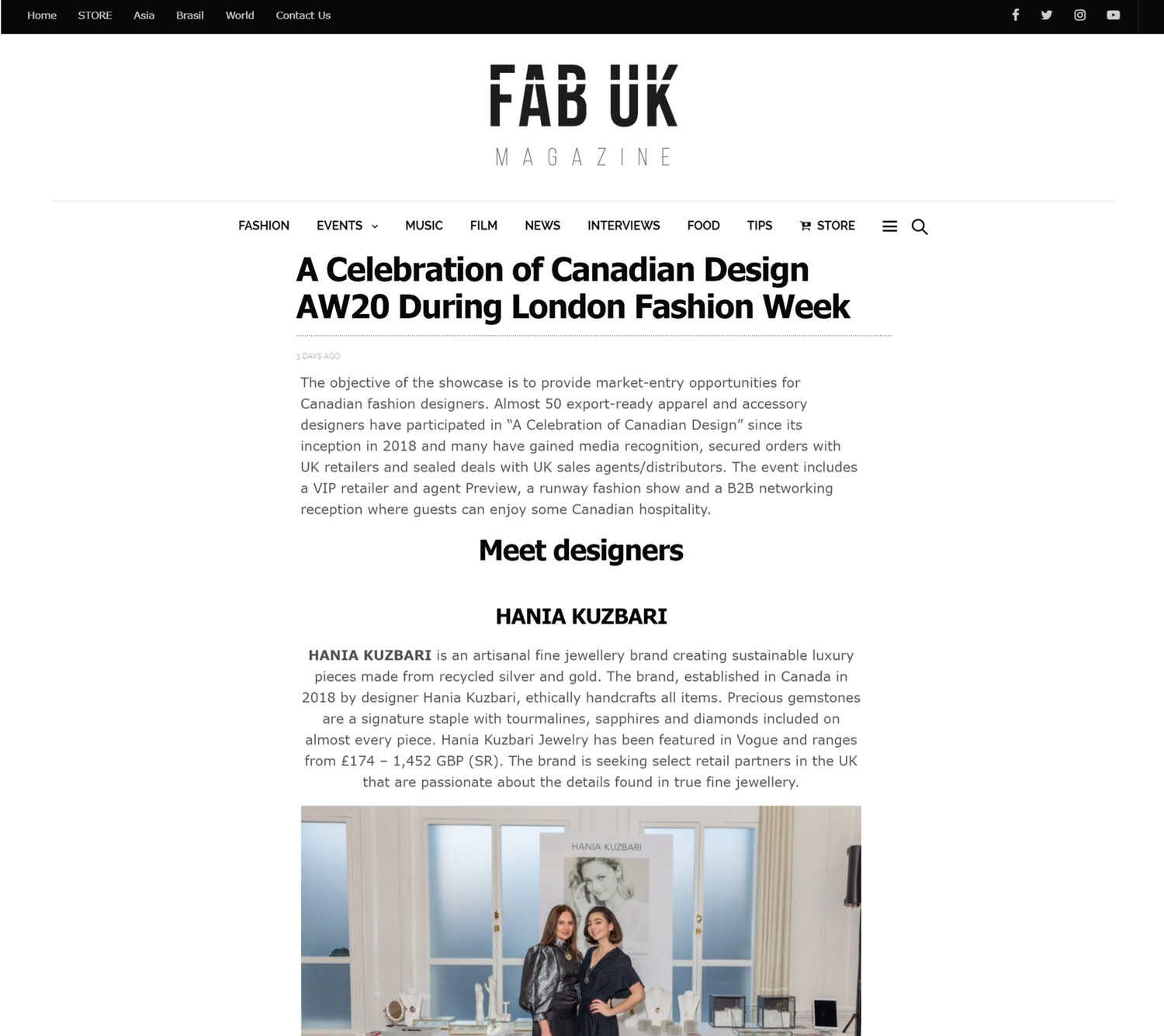 Fab UK: A Celebration of Canadian Design AW20 During London Fashion Week