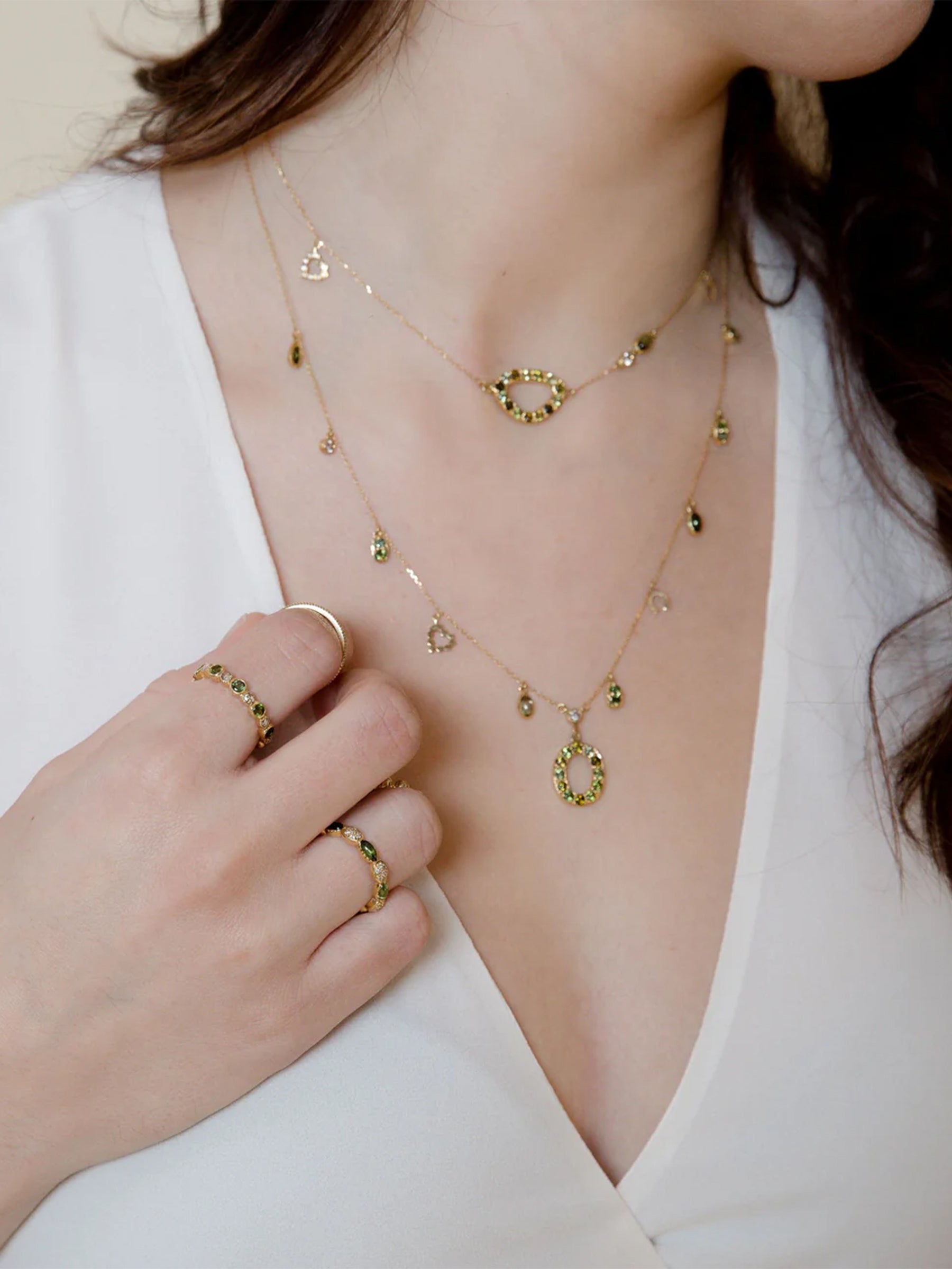 Tourmaline Choker With Diamond Heart Charm