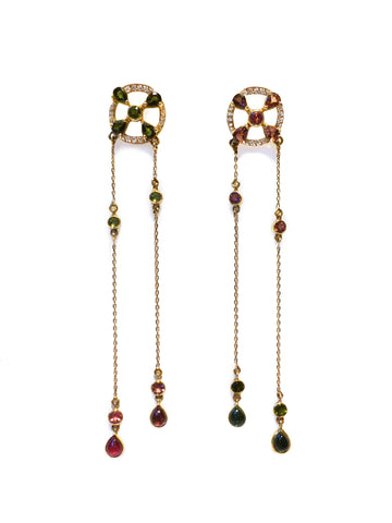 Arabesque Mismatch Color Dangling Earrings