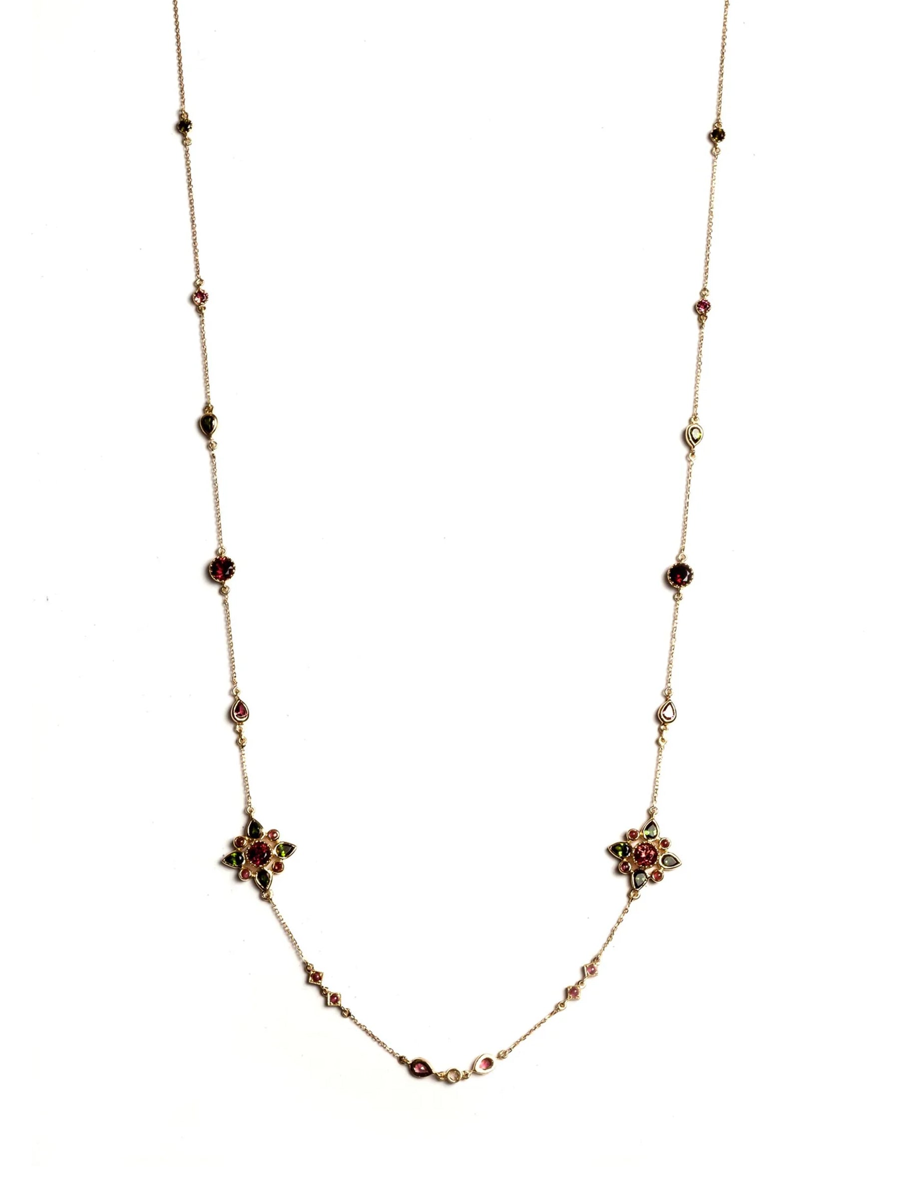 Arabesque Geometric Floral Long Necklace