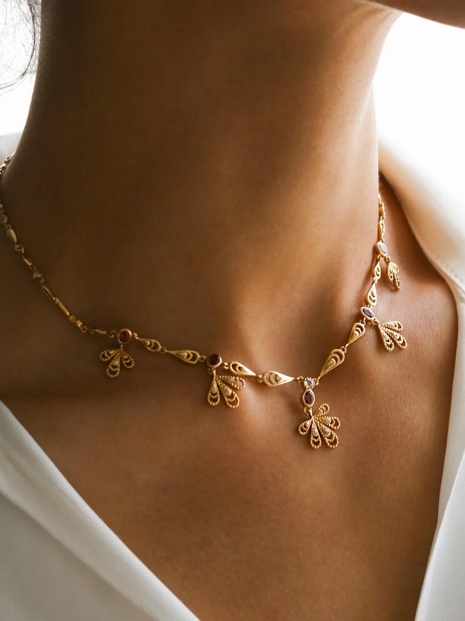 18k Gold Aghabani Pergola Pink Tourmaline & Diamond Necklace