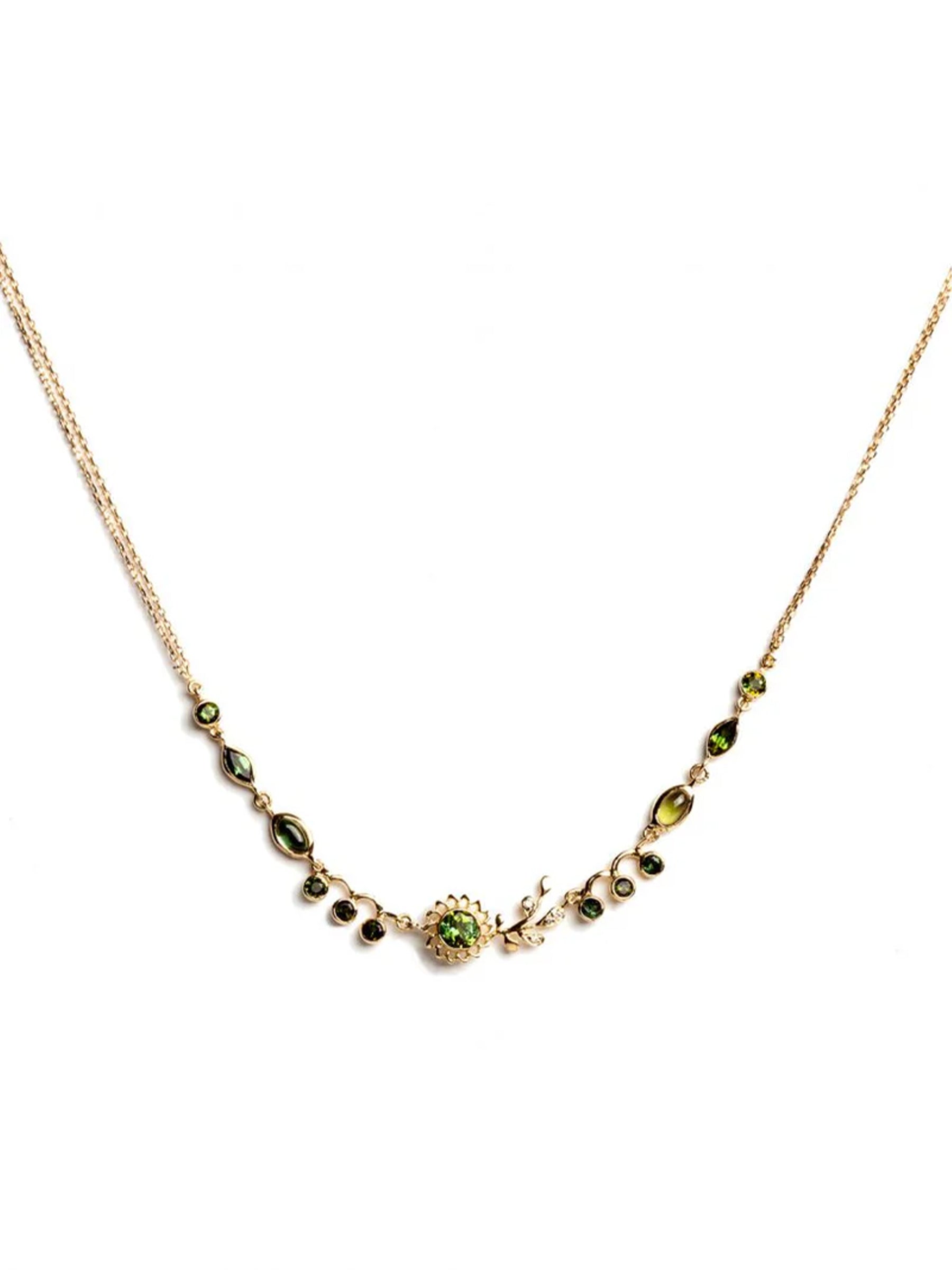 Aghabani Green Lily Veins Necklace