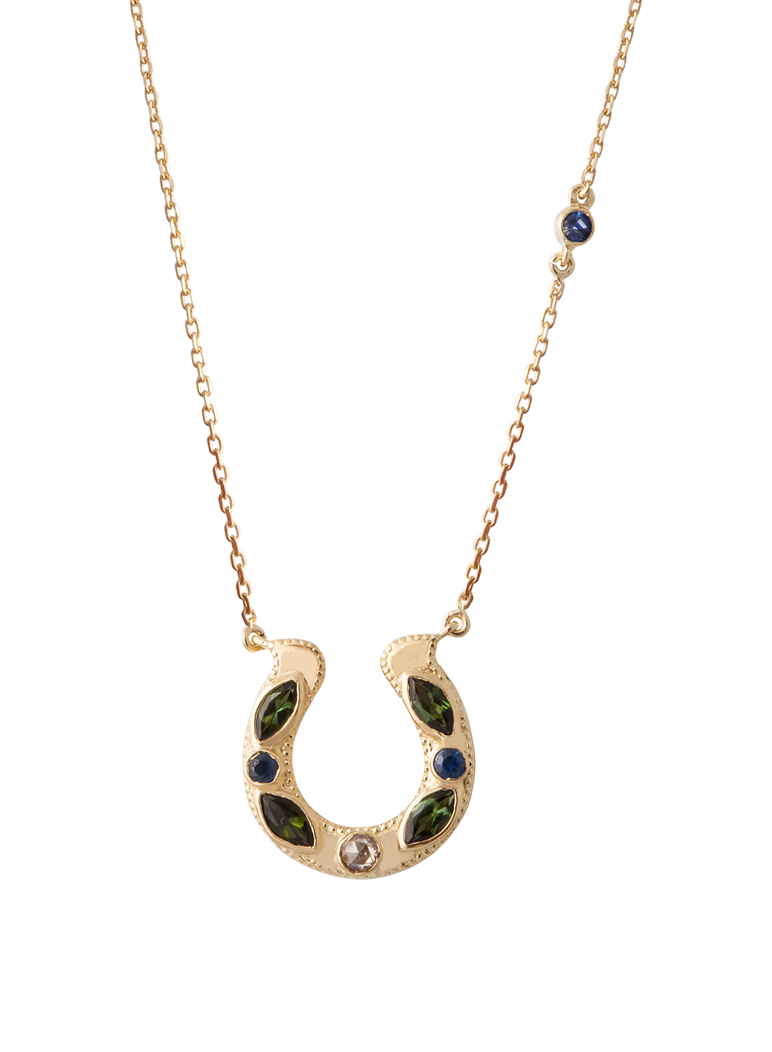 Horseshoe Necklace with Marquise Tourmalines, Sapphires and Diamonds