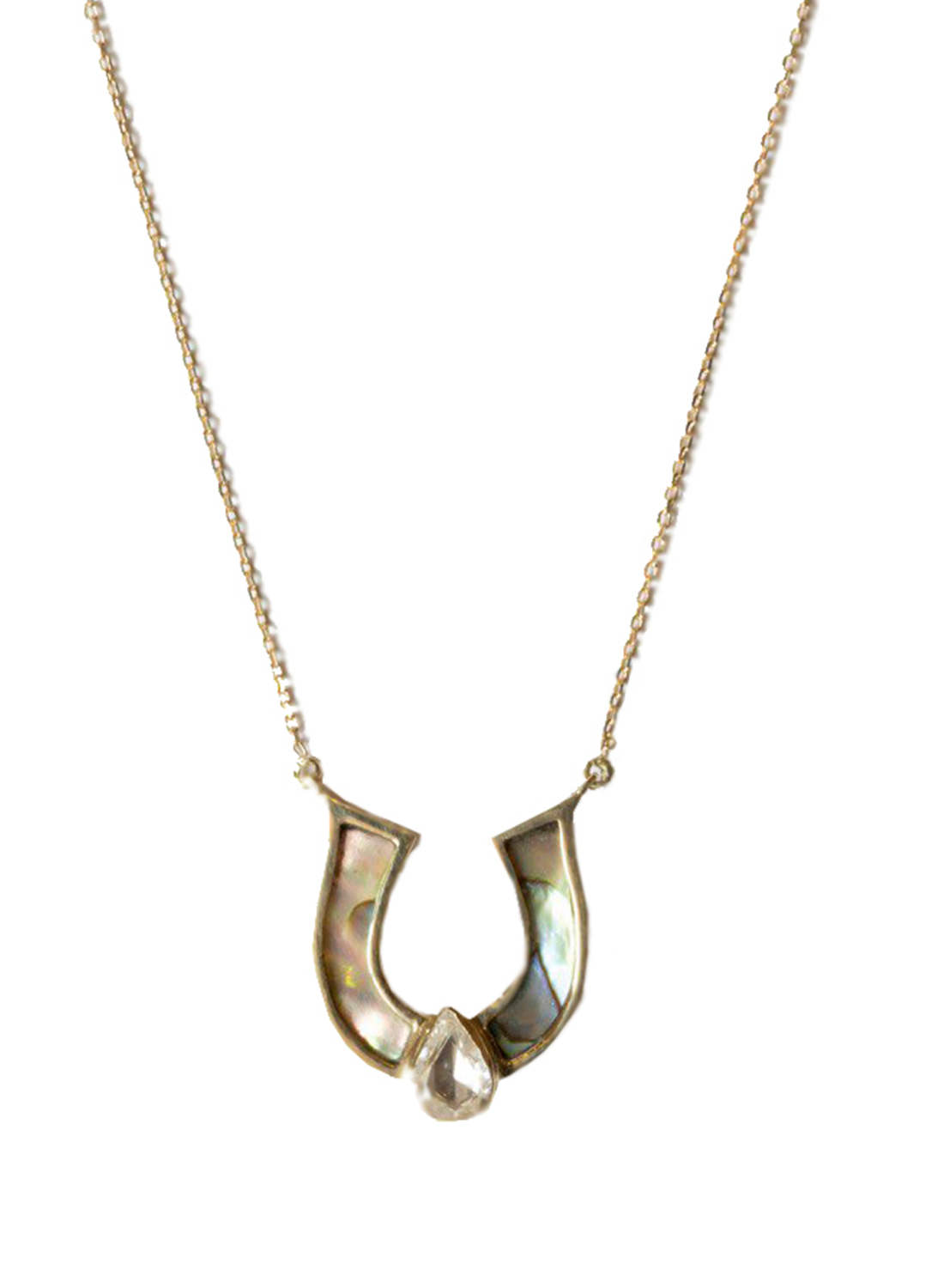 Green Mother of Pearl Horseshoe Necklace