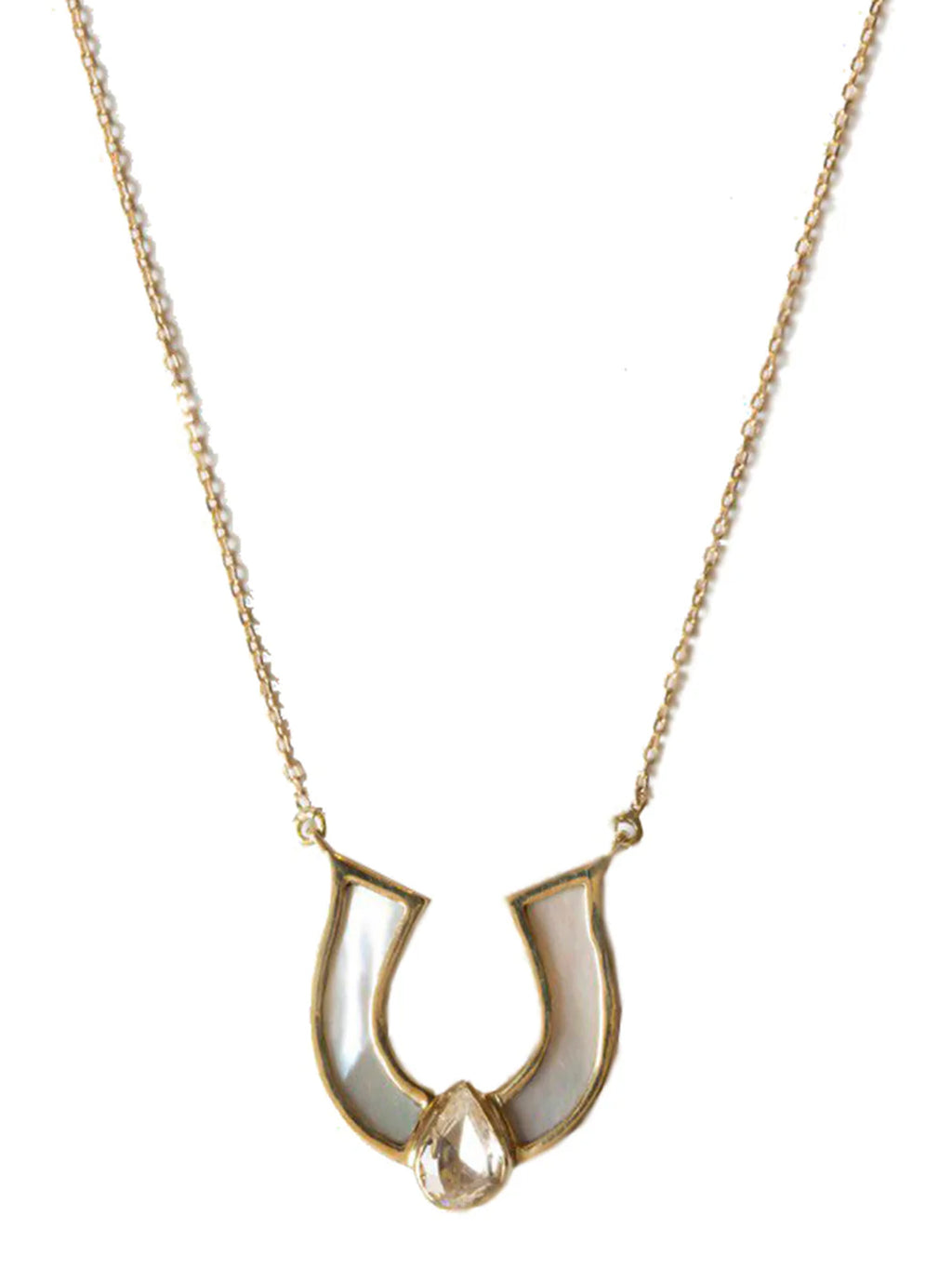 Horseshoe White Mother Of Pearl Necklace