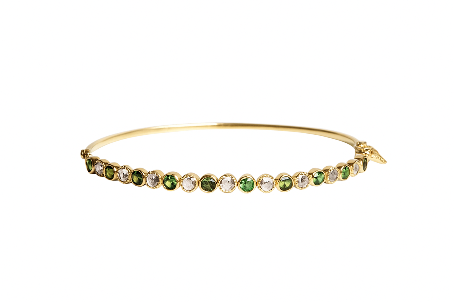 Freestyle Bracelet with Round Green Tourmaline and Rose-cut Diamonds