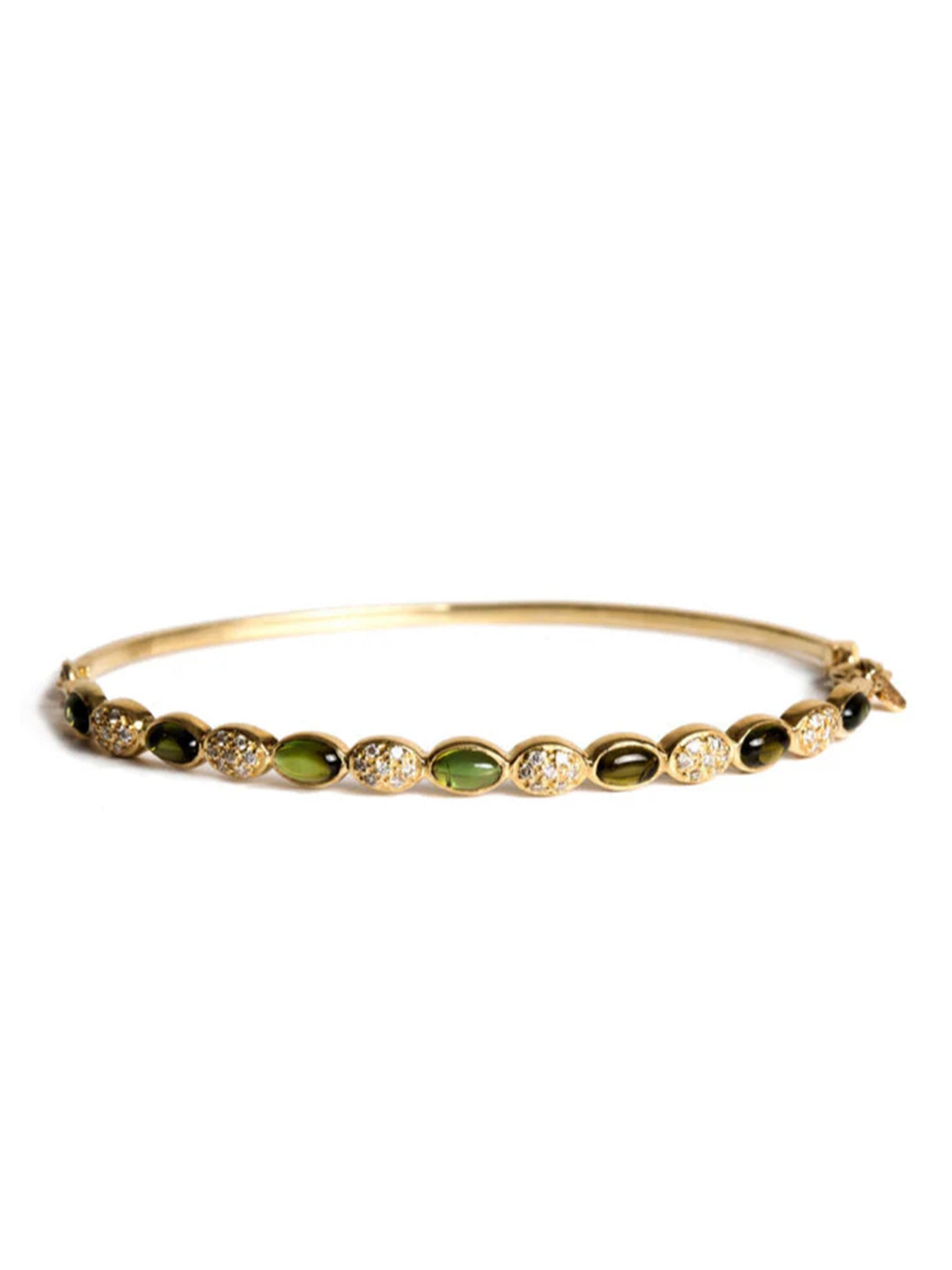 Freestyle Green Tourmaline Oval Bracelet With Diamond Clusters