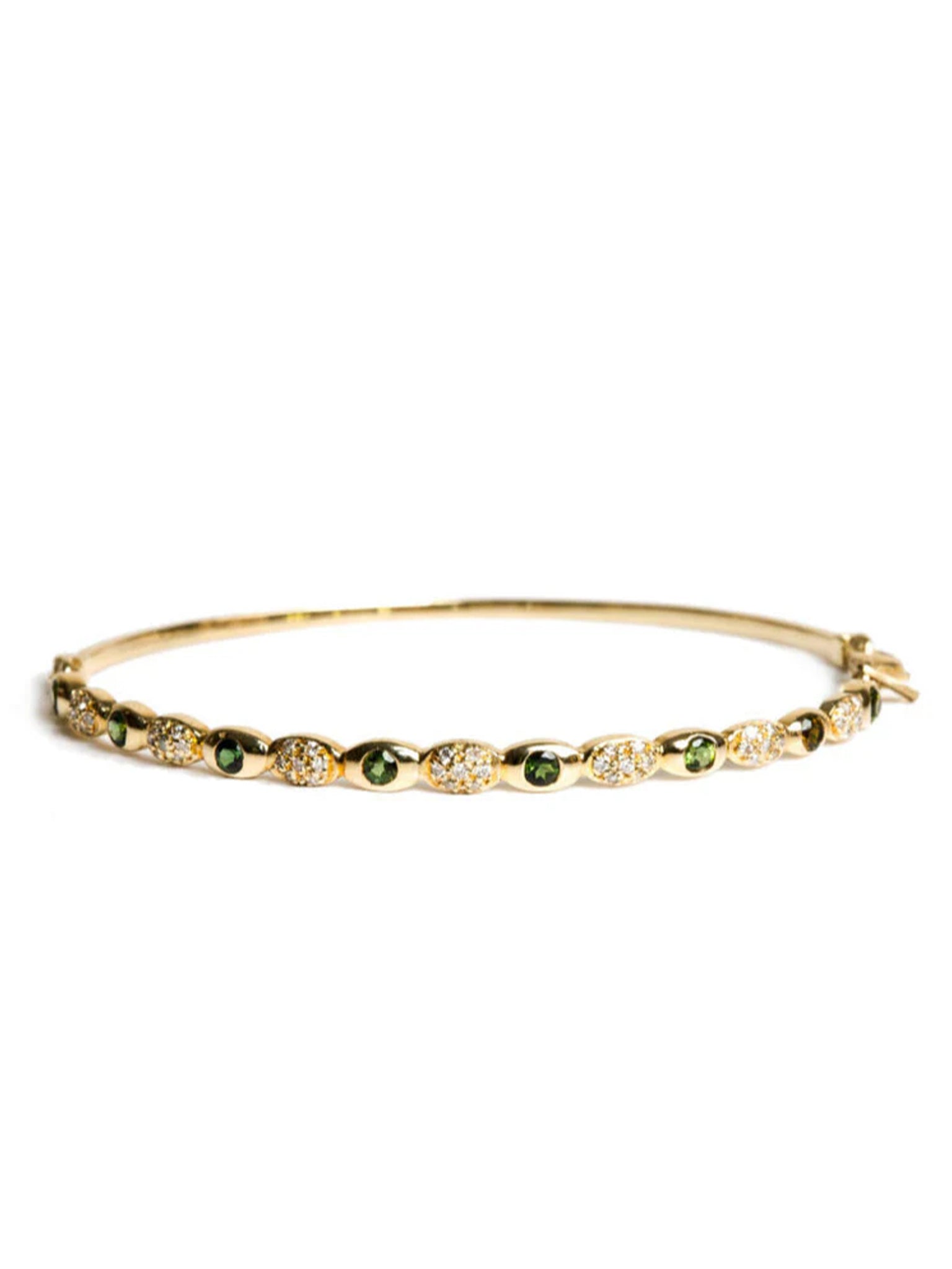 Freestyle Green Tourmalines Oval and Diamond Accent Bracelet