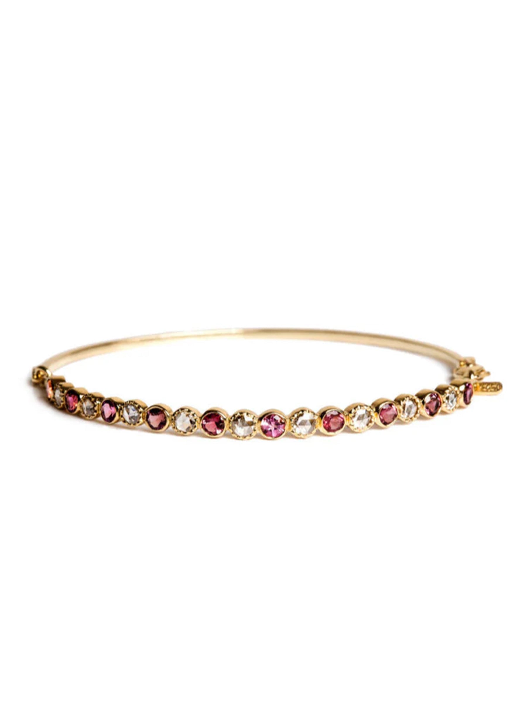 Freestyle Pink Tourmaline Round and Rose-cut Diamonds Bracelet