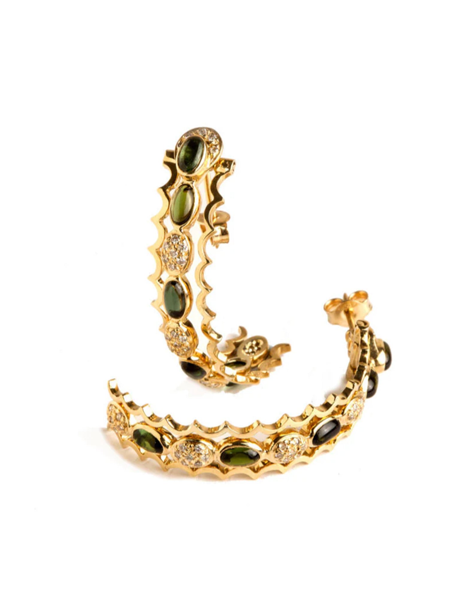 Freestyle Green Tourmaline And Diamond Statement Earrings