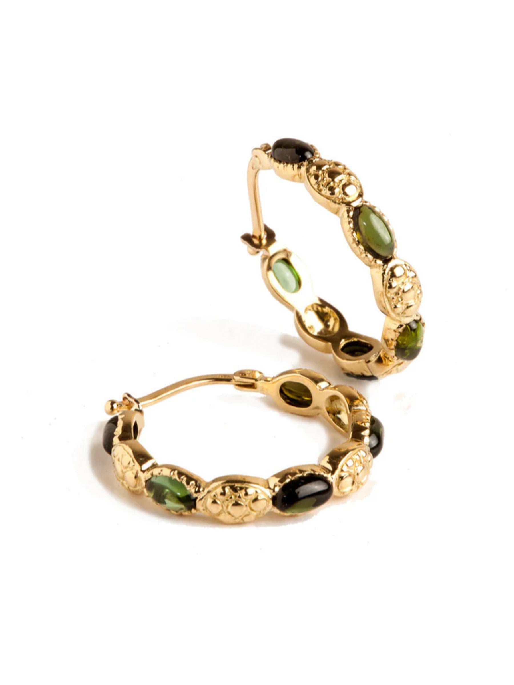Freestyle Green Tourmaline Hoop Earrings