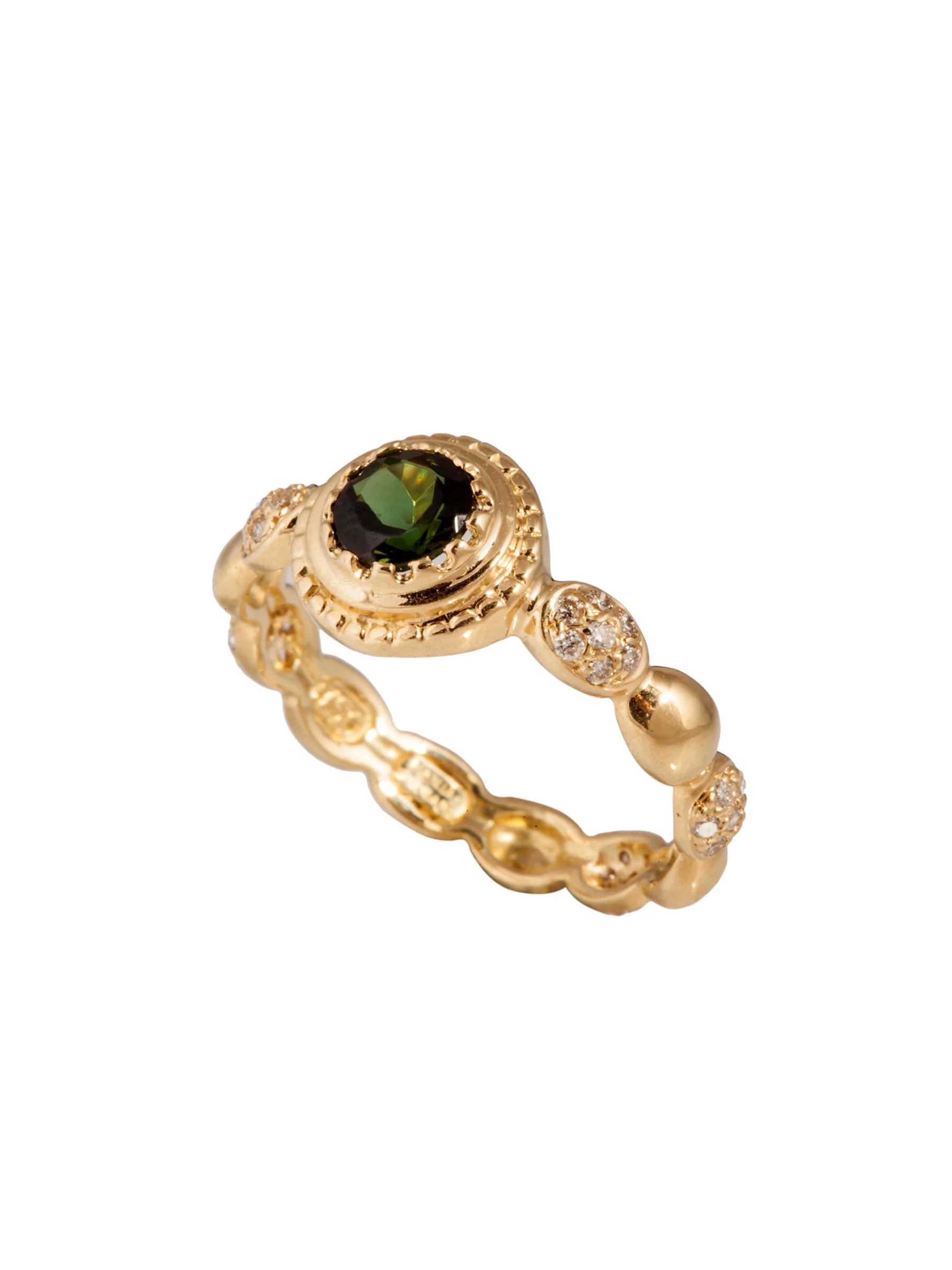 Freestyle Green Tourmaline Ring And Diamond Accents
