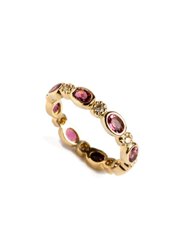 Freestyle Pink Tourmalines Oval Diamonds Ring