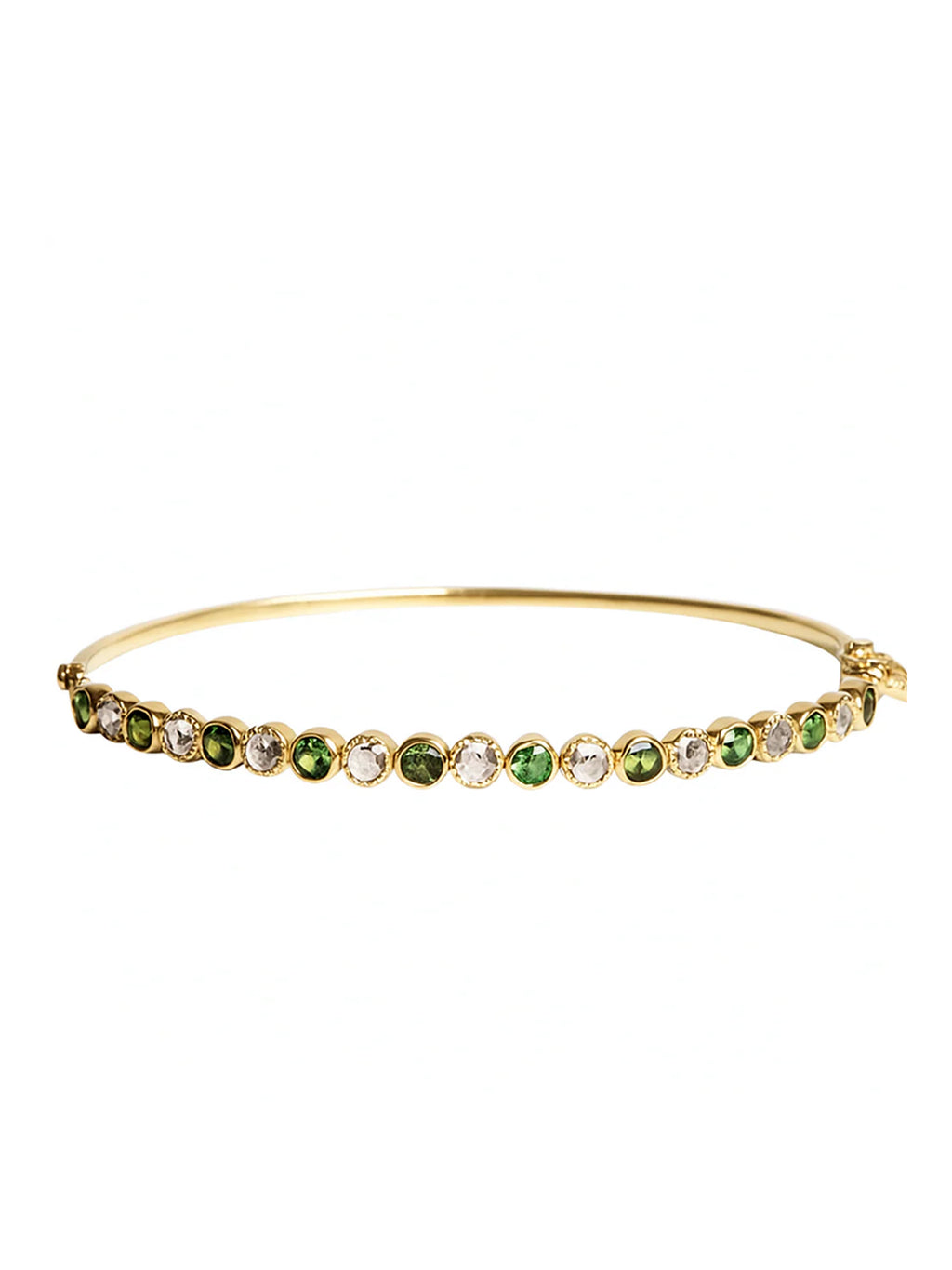 Freestyle Green Tourmaline And Rose-cut Round Diamond Bracelet