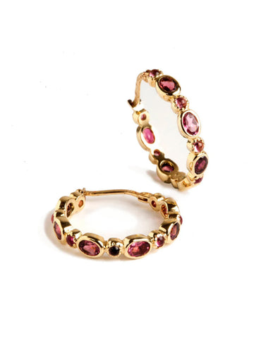 Freestyle Pink Tourmalines Oval Hoop Earrings