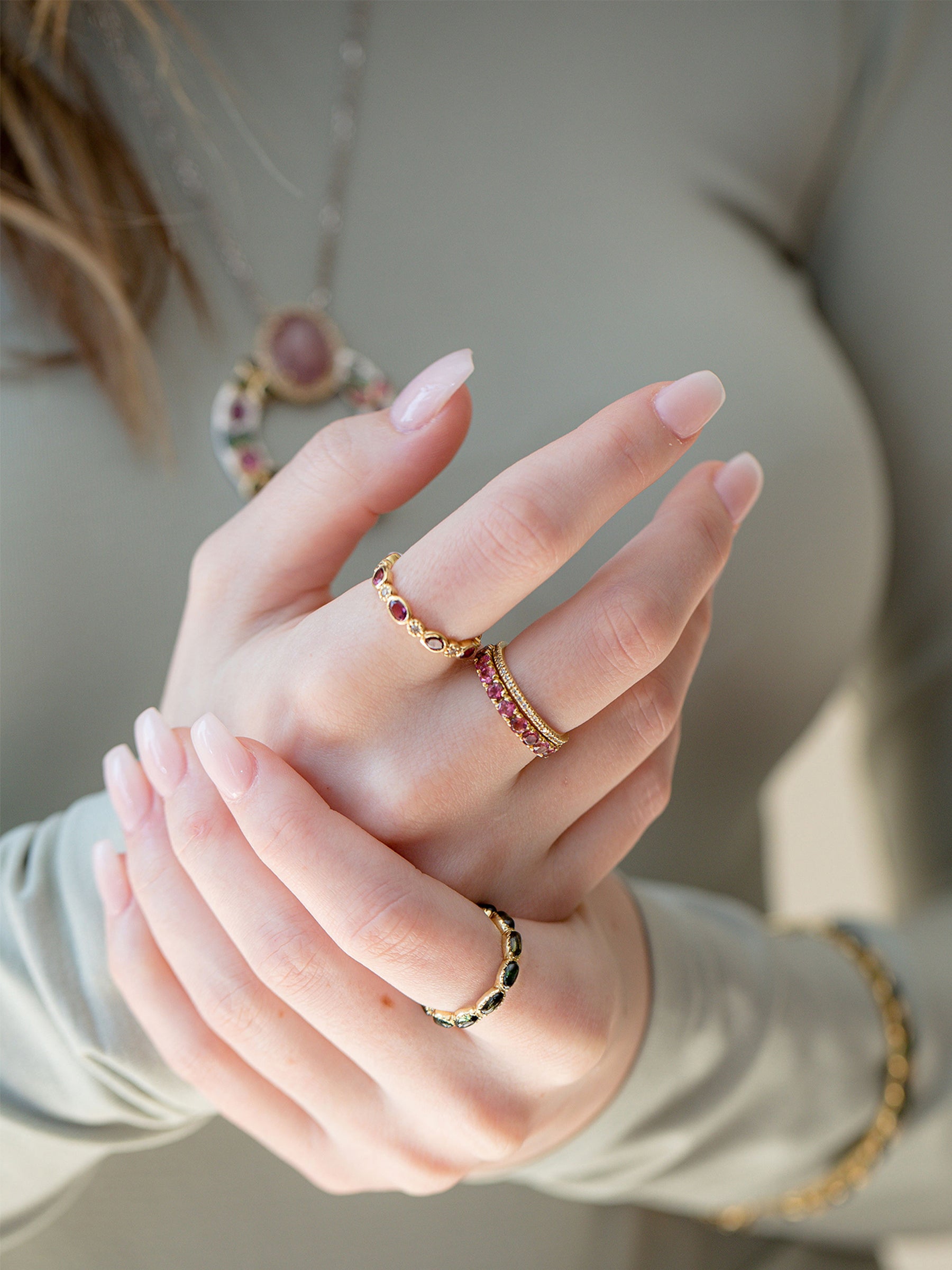 Freestyle Pink Tourmaline Eternity Ring
