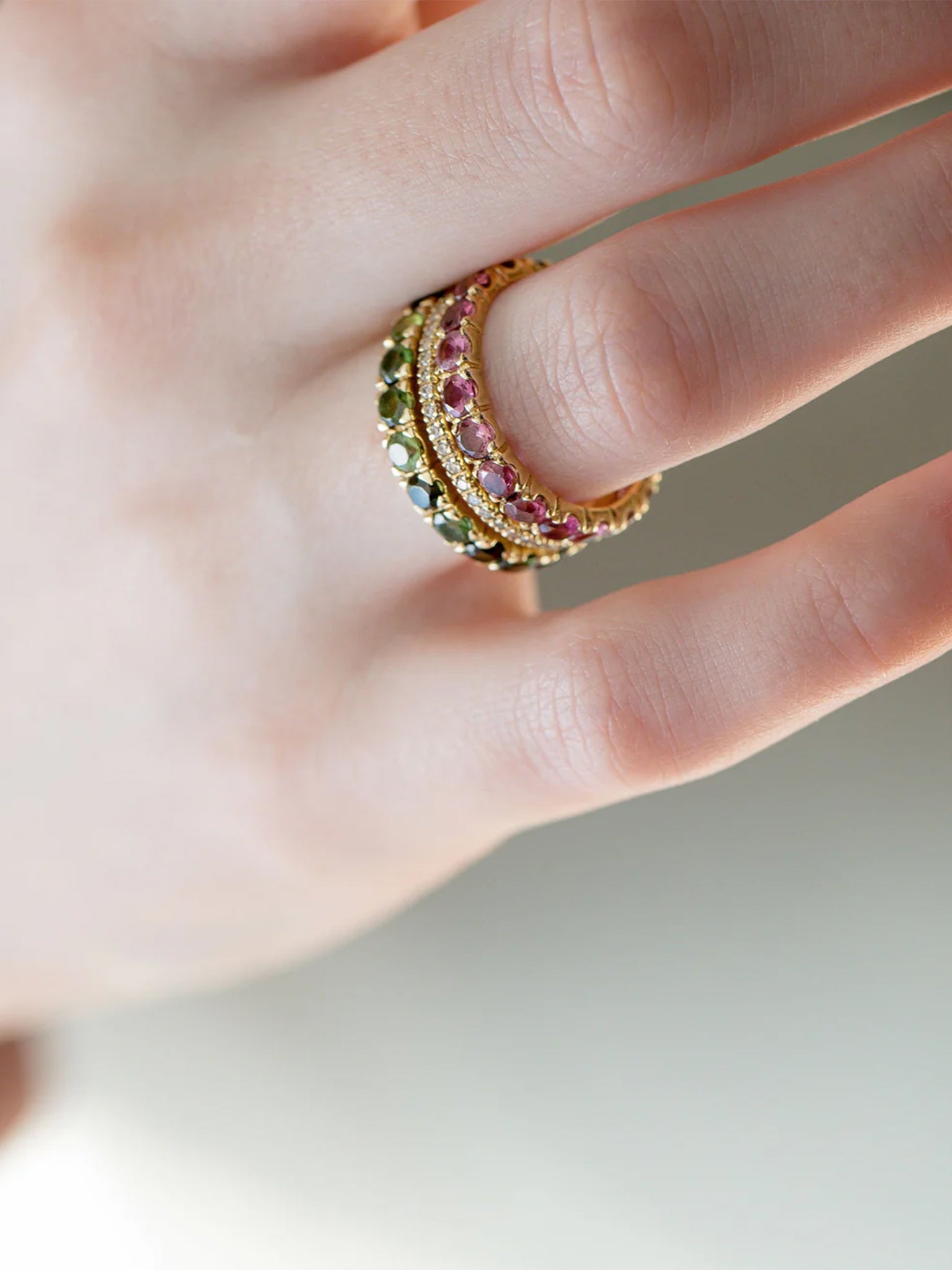 Freestyle Green Tourmaline Eternity Ring