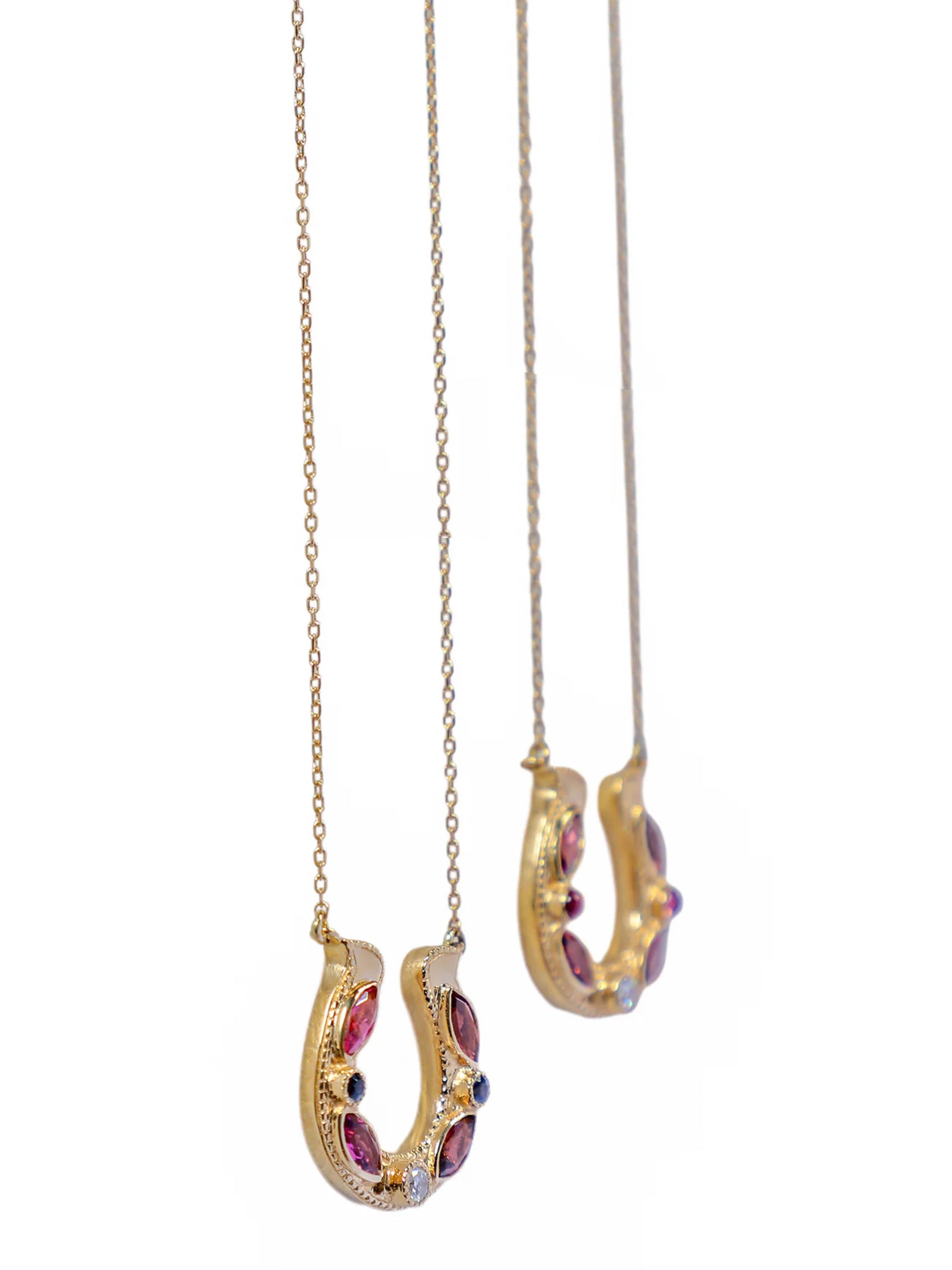 Horseshoe Pink Tourmaline Marquise Necklace