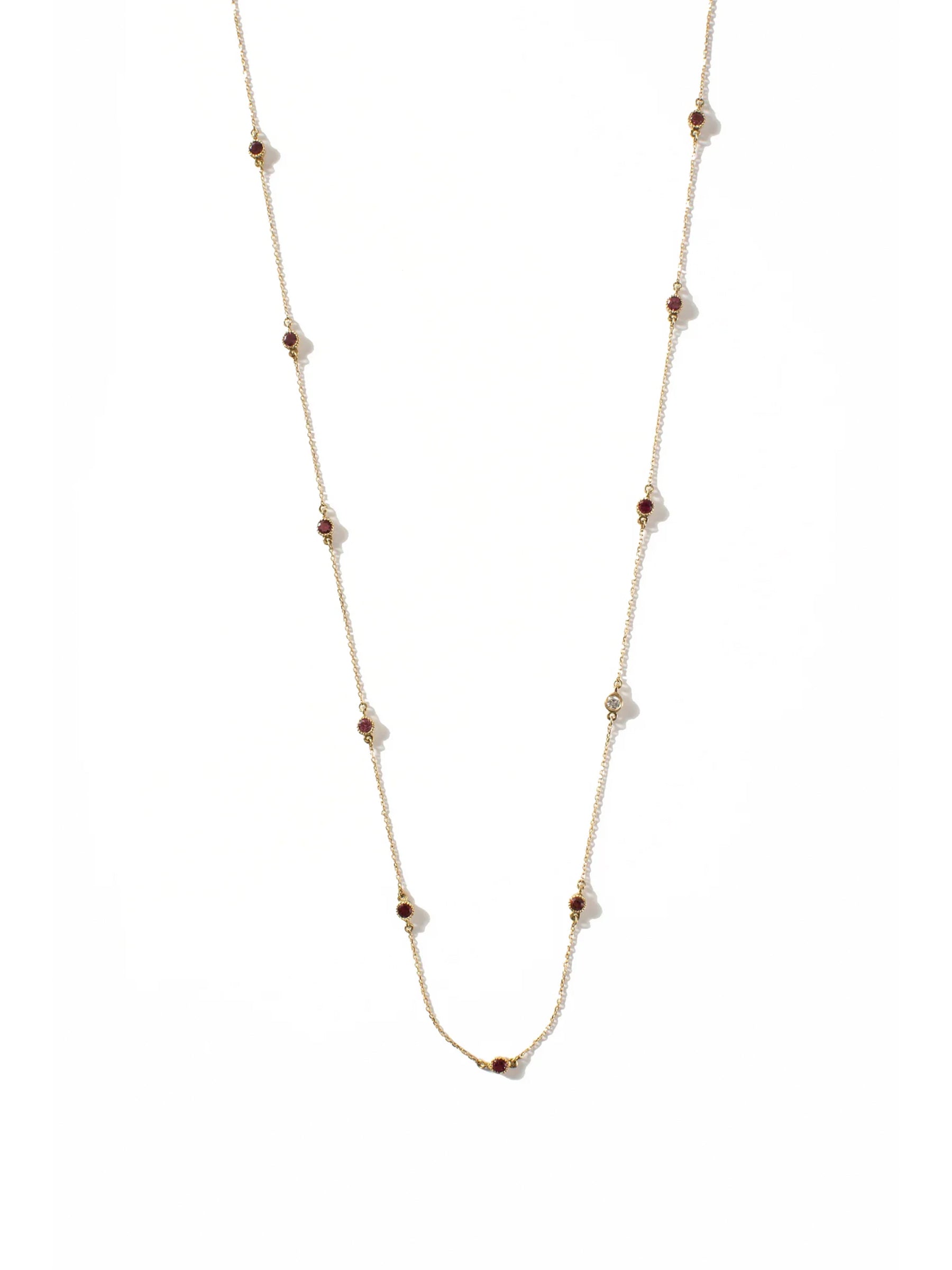 Freestyle Pink Tourmaline Round Long Necklace