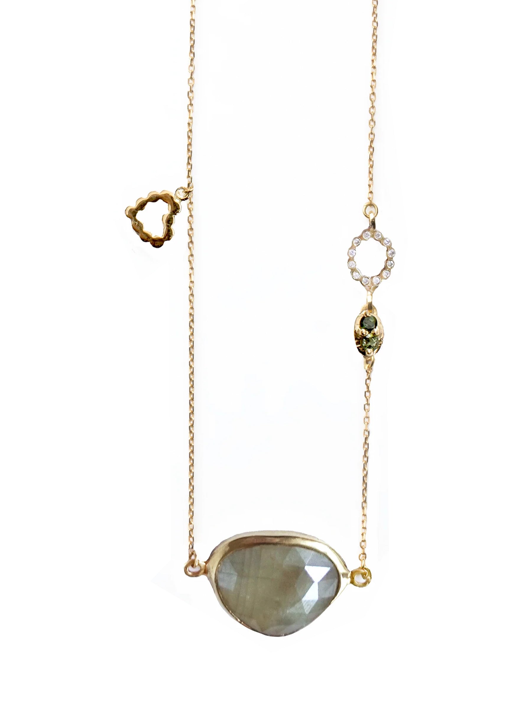 Sapphire Choker With Gold Heart Charm