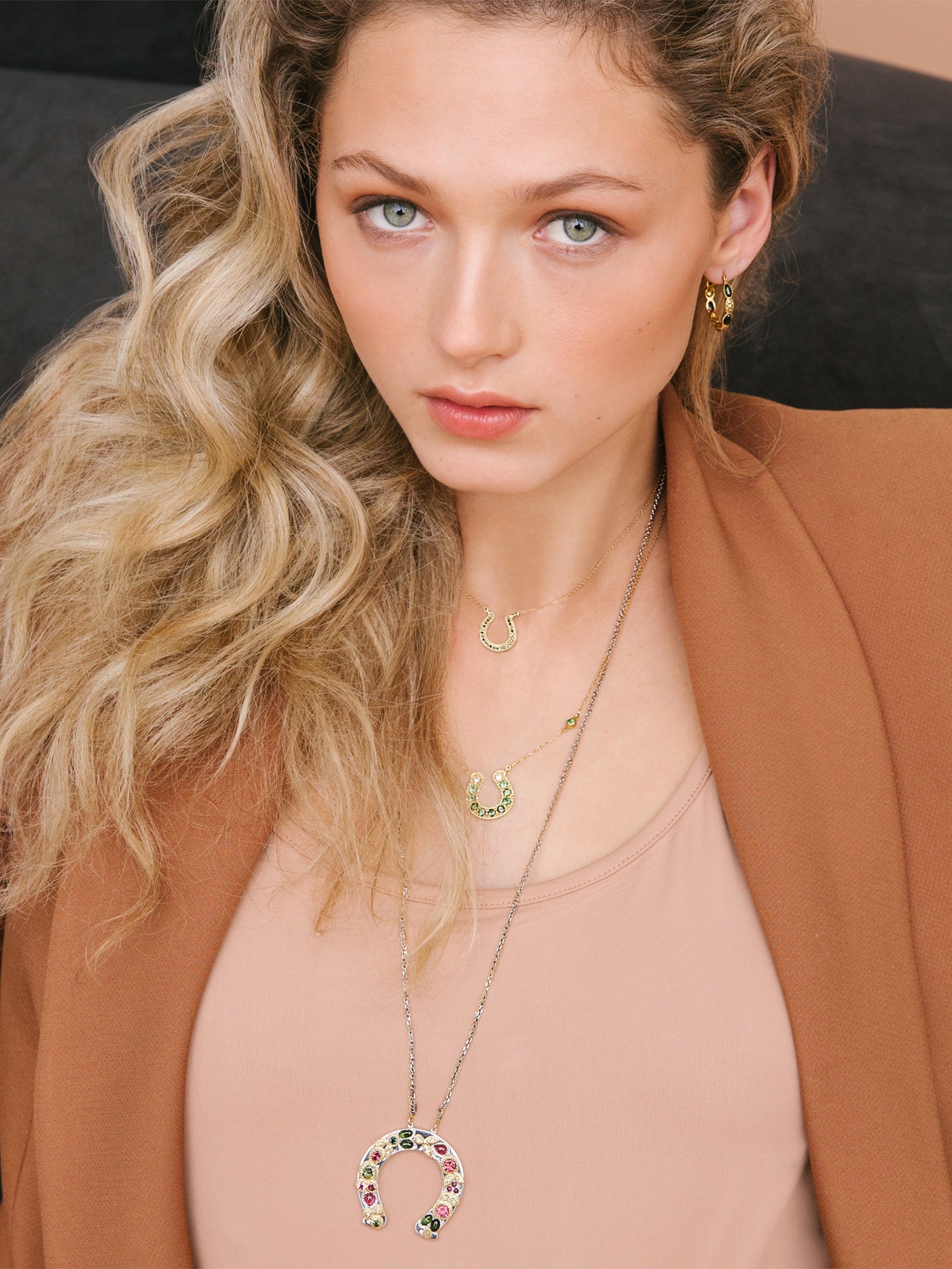 Horseshoe Green Tourmaline Ombré Necklace