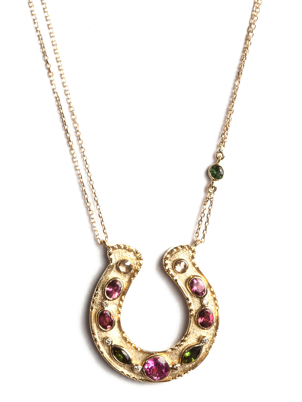 Horseshoe Necklace with Multicolored Tourmalines and Diamonds