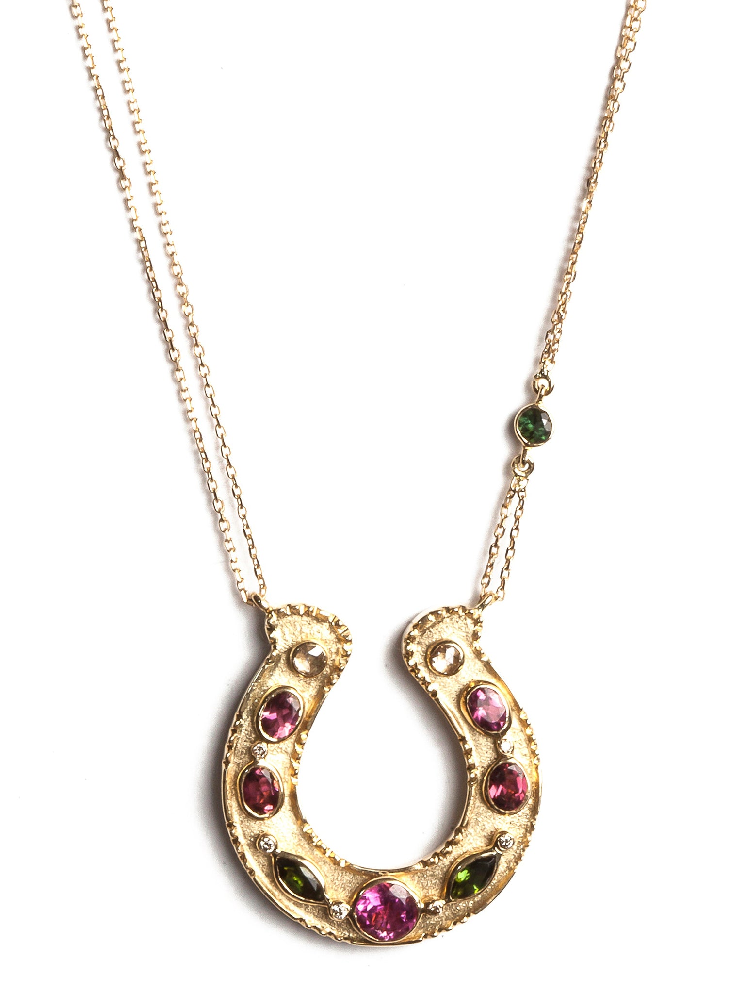 Horseshoe Necklace with Multicolored Tourmalines and Diamonds