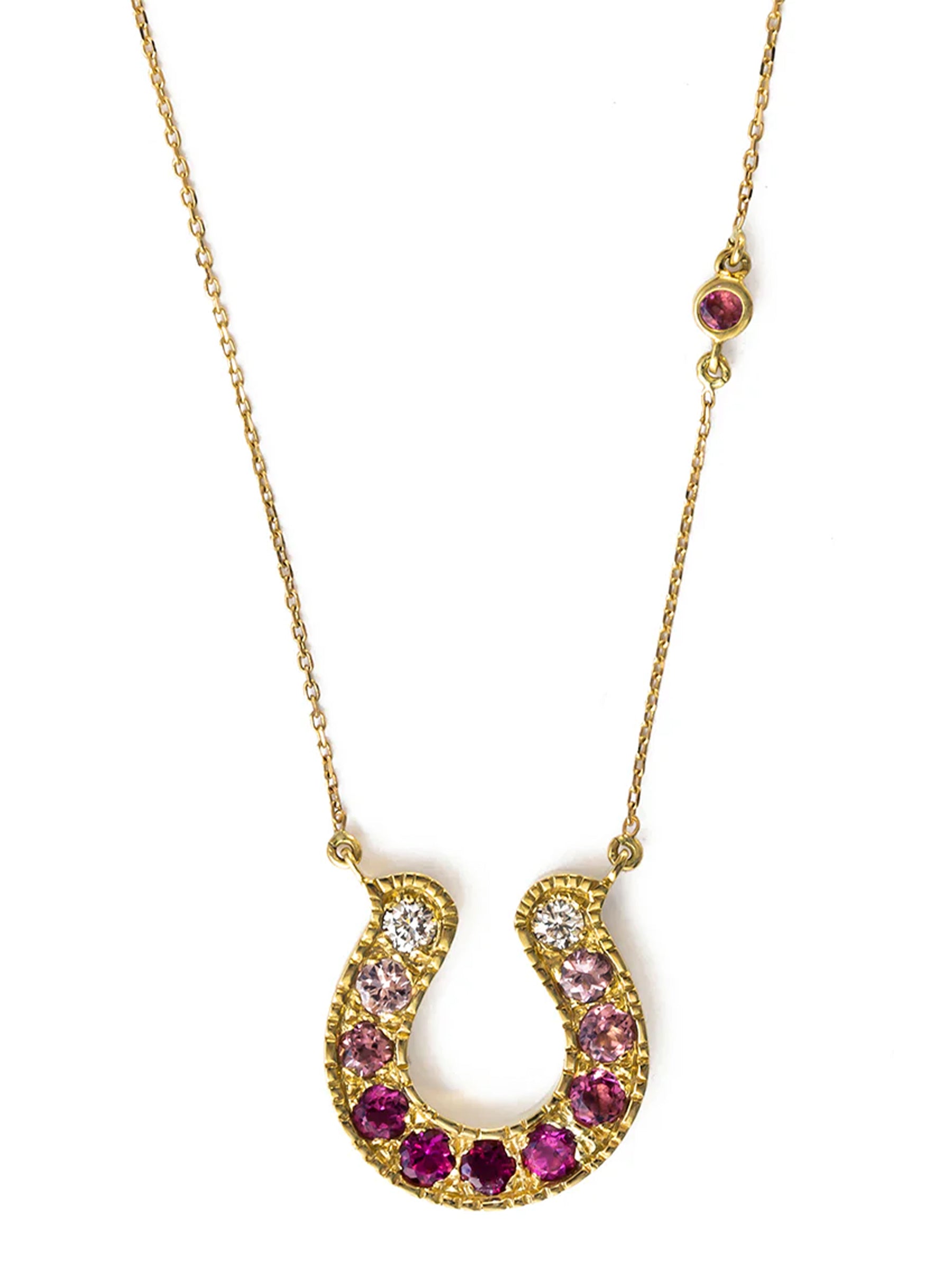 Horseshoe Pink Tourmaline Ombré Necklace in 18k Gold with Graduated Gemstones