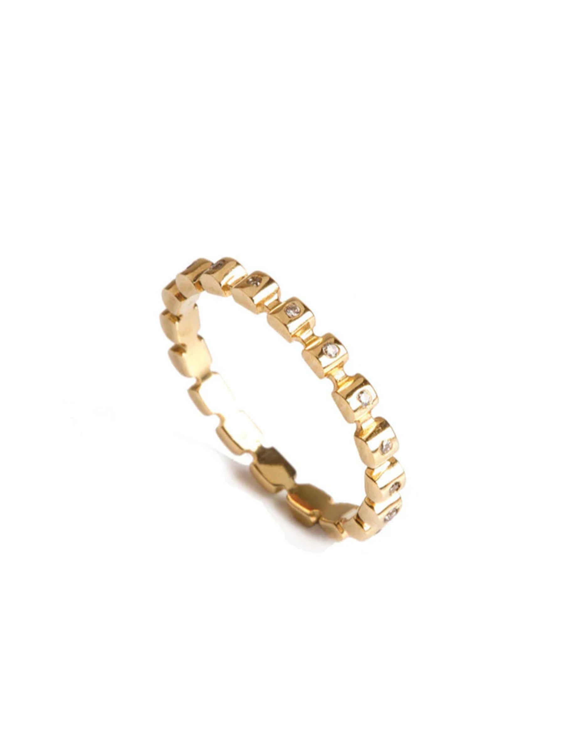 Levant Angular Beaded Ring with Diamonds