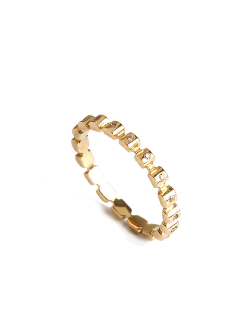 Levant Angular Beaded Ring with Diamonds