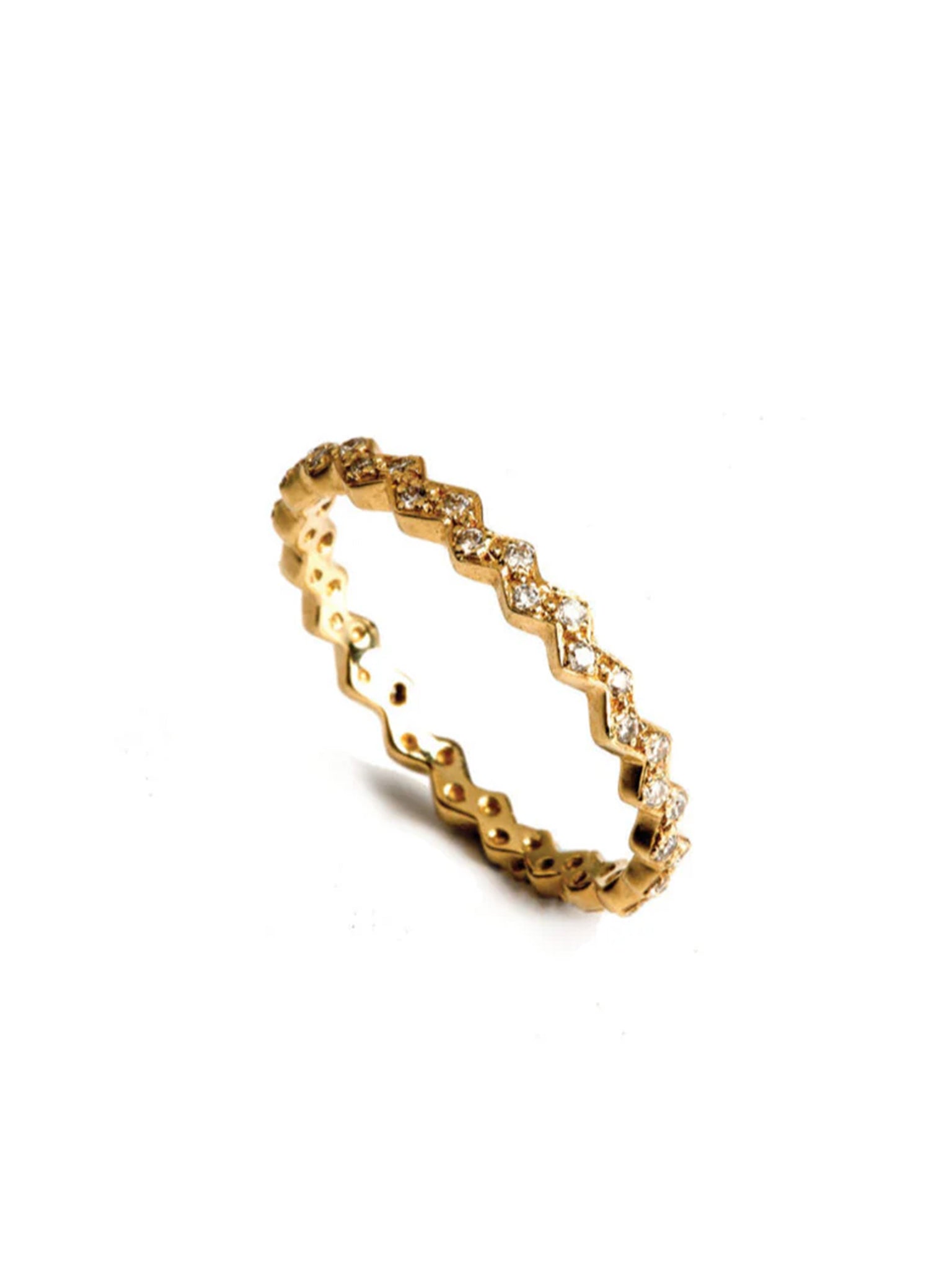 Levant Zig-Zag Ring with Diamonds