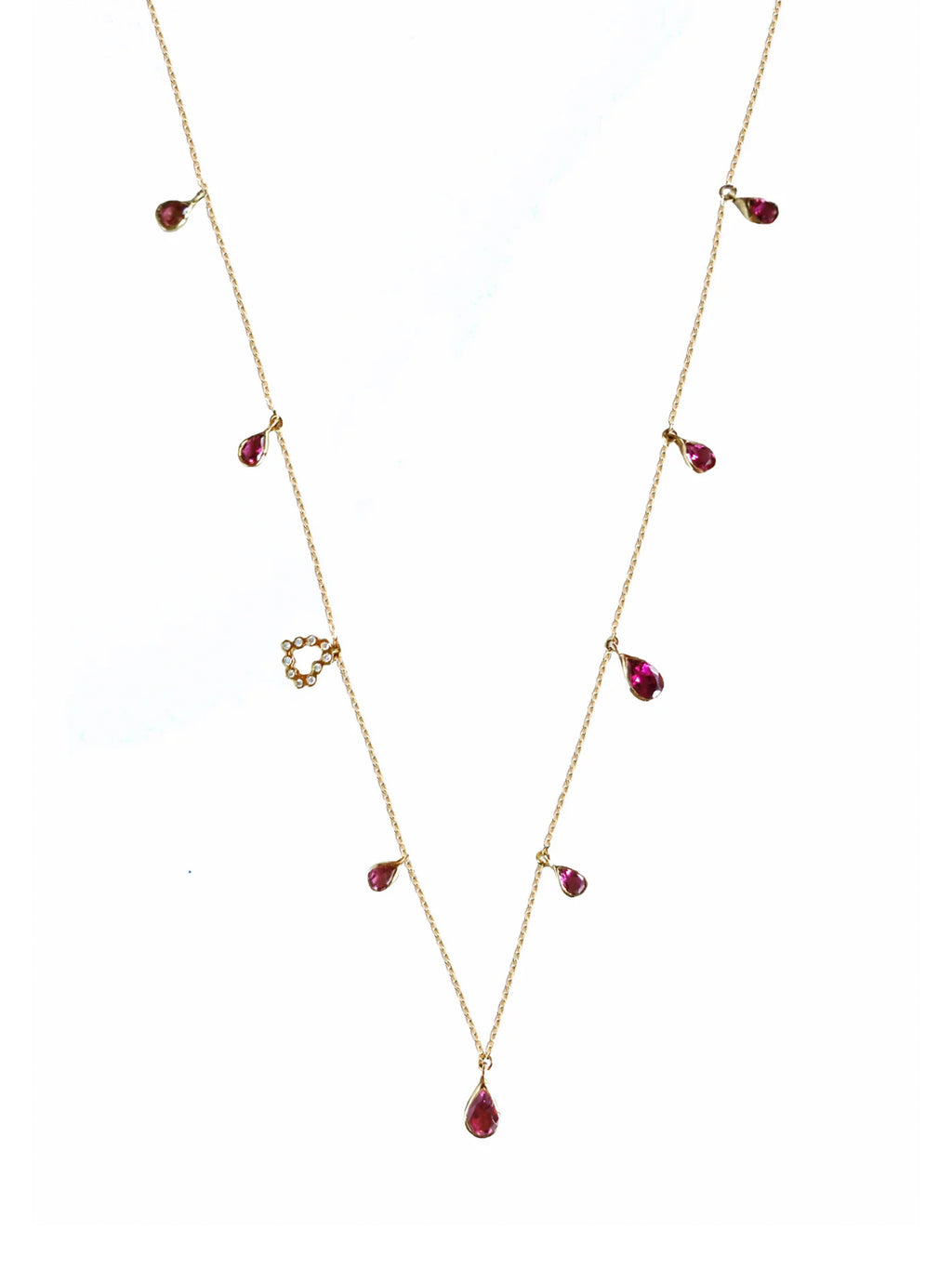 Pink Tourmaline Necklace With Diamond Heart Charm
