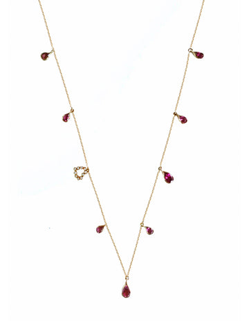 Pink Tourmaline Necklace With Diamond Heart Charm